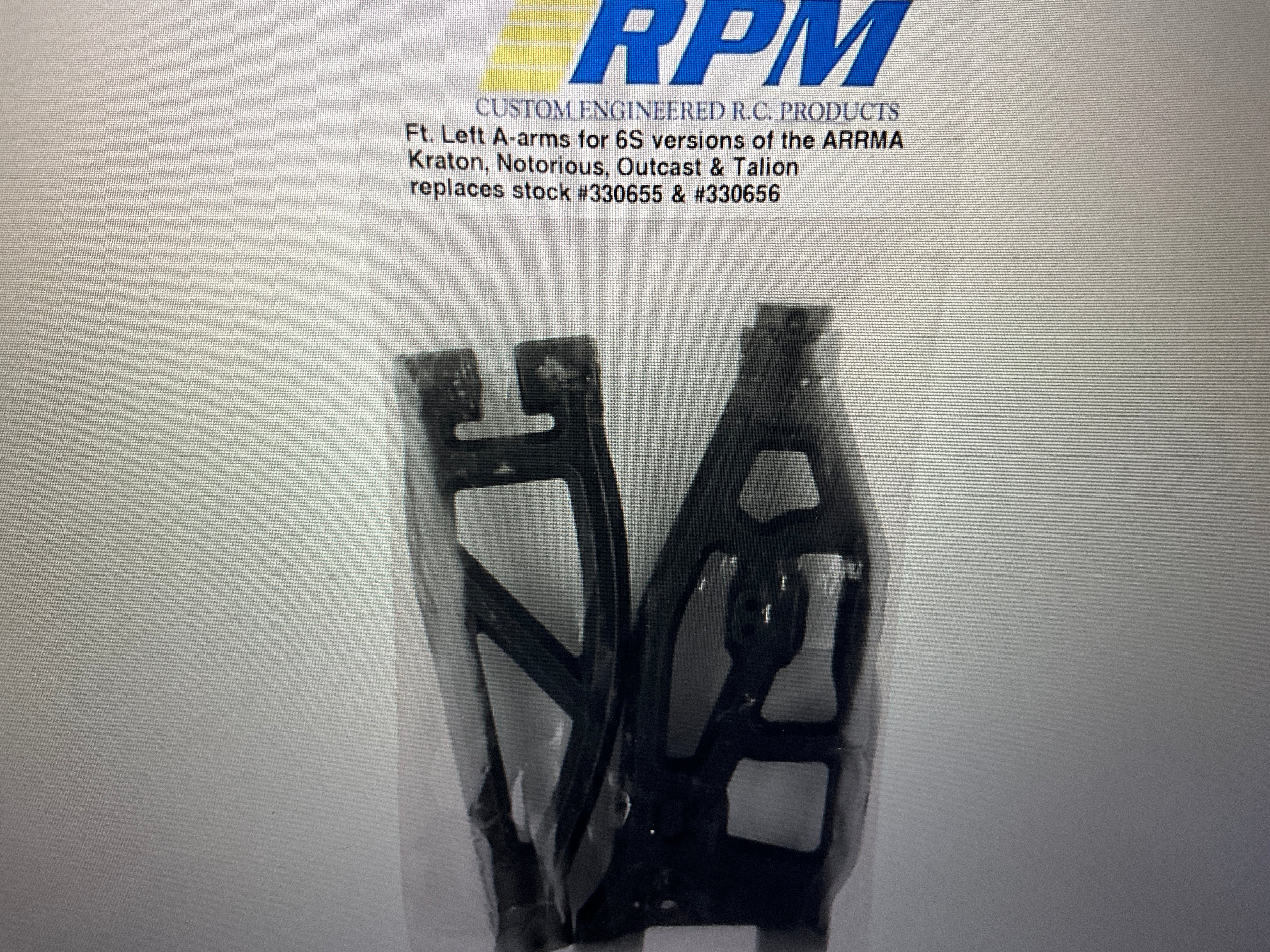 RPM Arrma Kraton/Outcast 6S Front Left Upper & Lower Suspension Arm Set (Black)