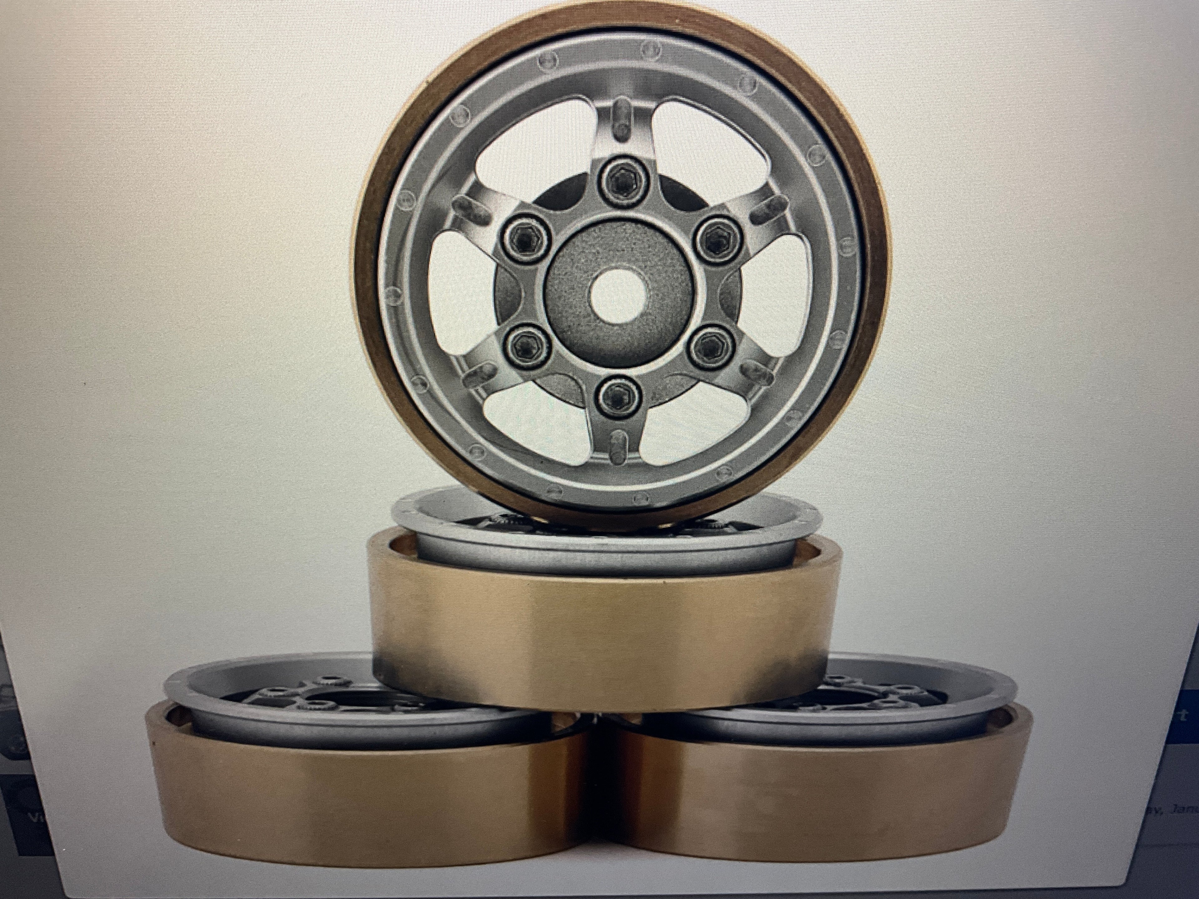Samix SCX24 Aluminum & Brass Adjustable Offset 1.0" Beadlock Wheels (4) (23.75g)