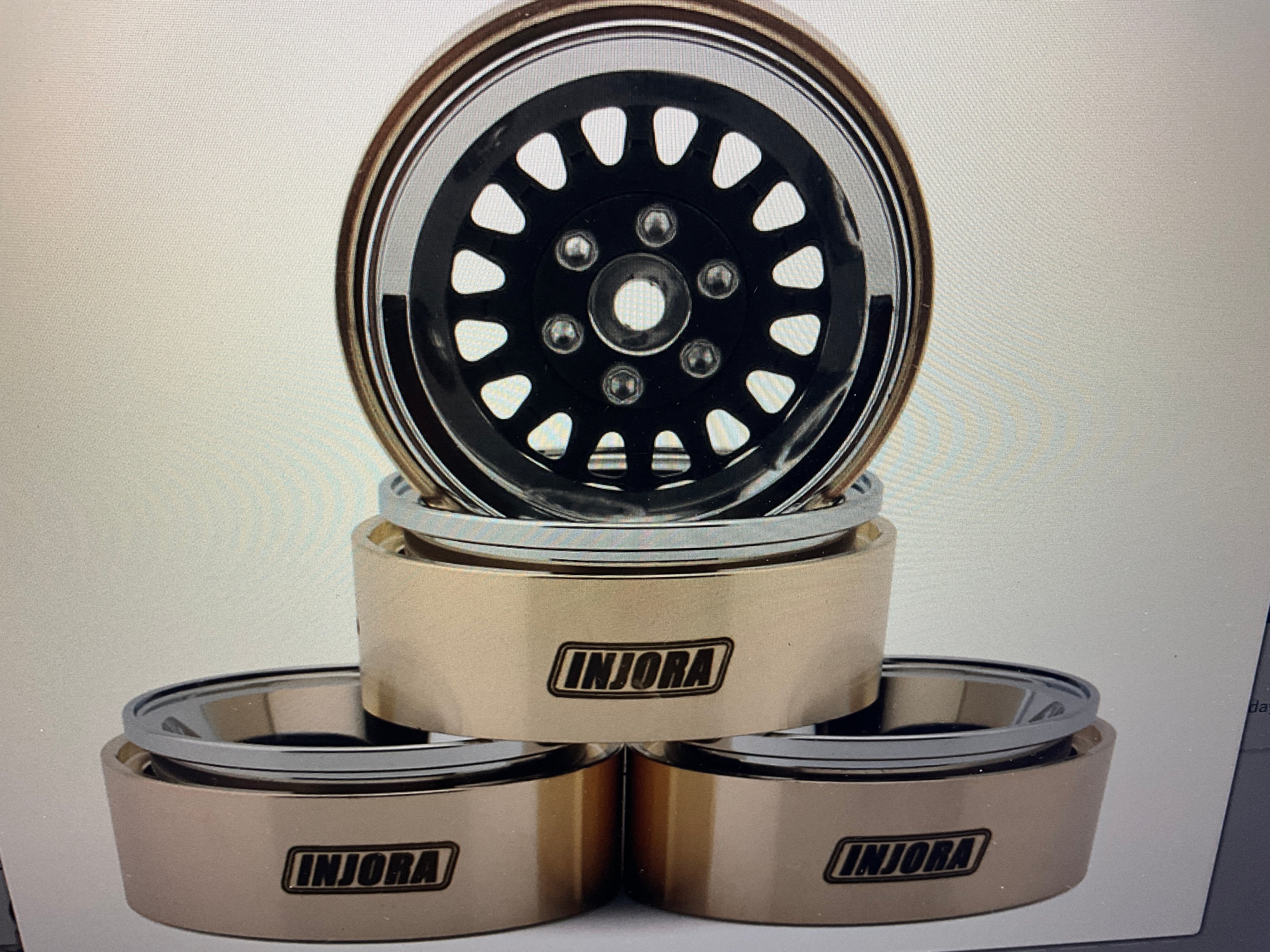 Injora 1.3" ModuWheel Brass & Aluminum Micro Crawler Beadlock Wheels (Black) (4) (40.5g ea) (-4.05mm Offset)