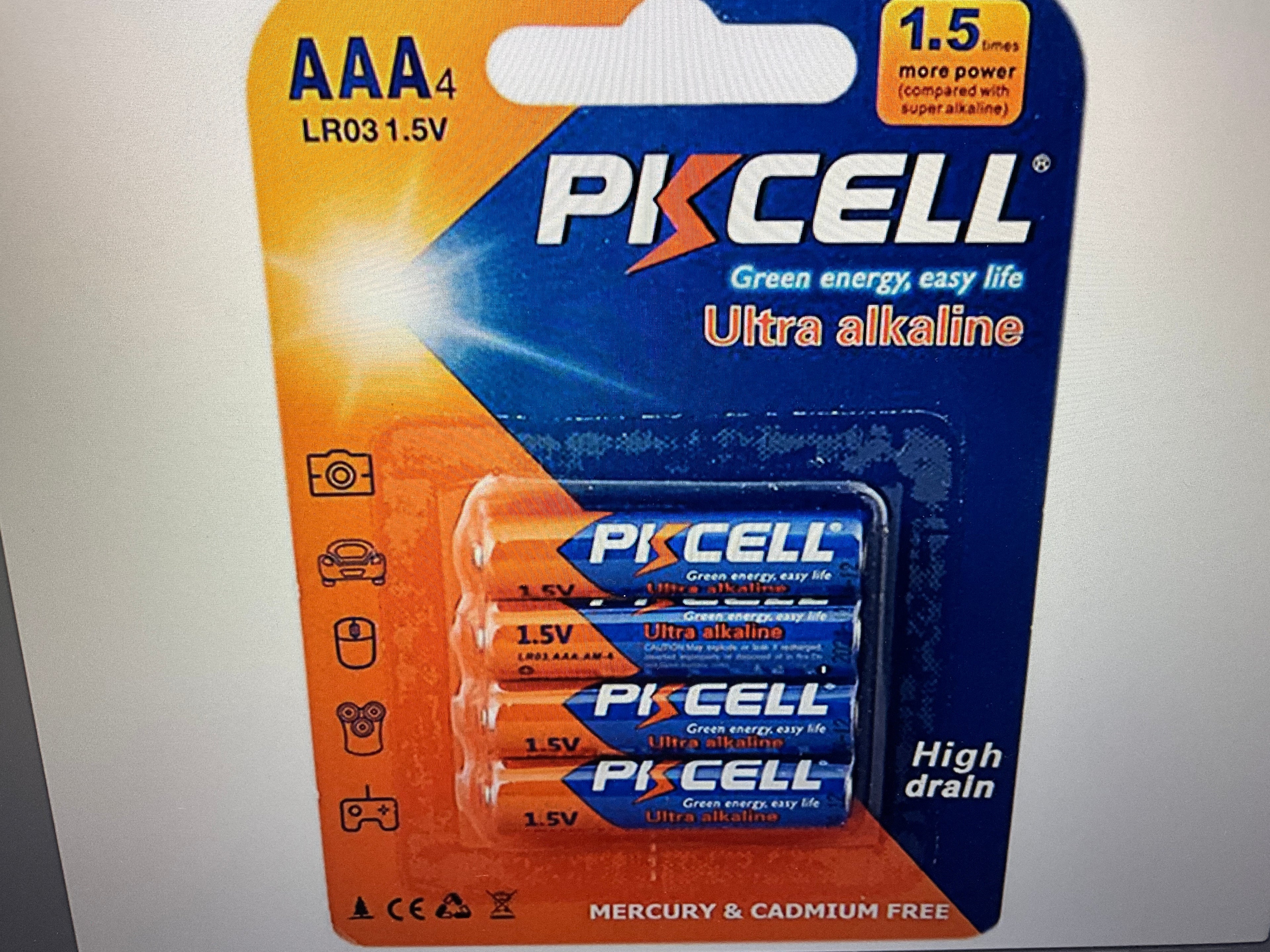 PKCell Ultra Alkaline AAA Batteries 4 Pack (Mercury & Cadmium Free)