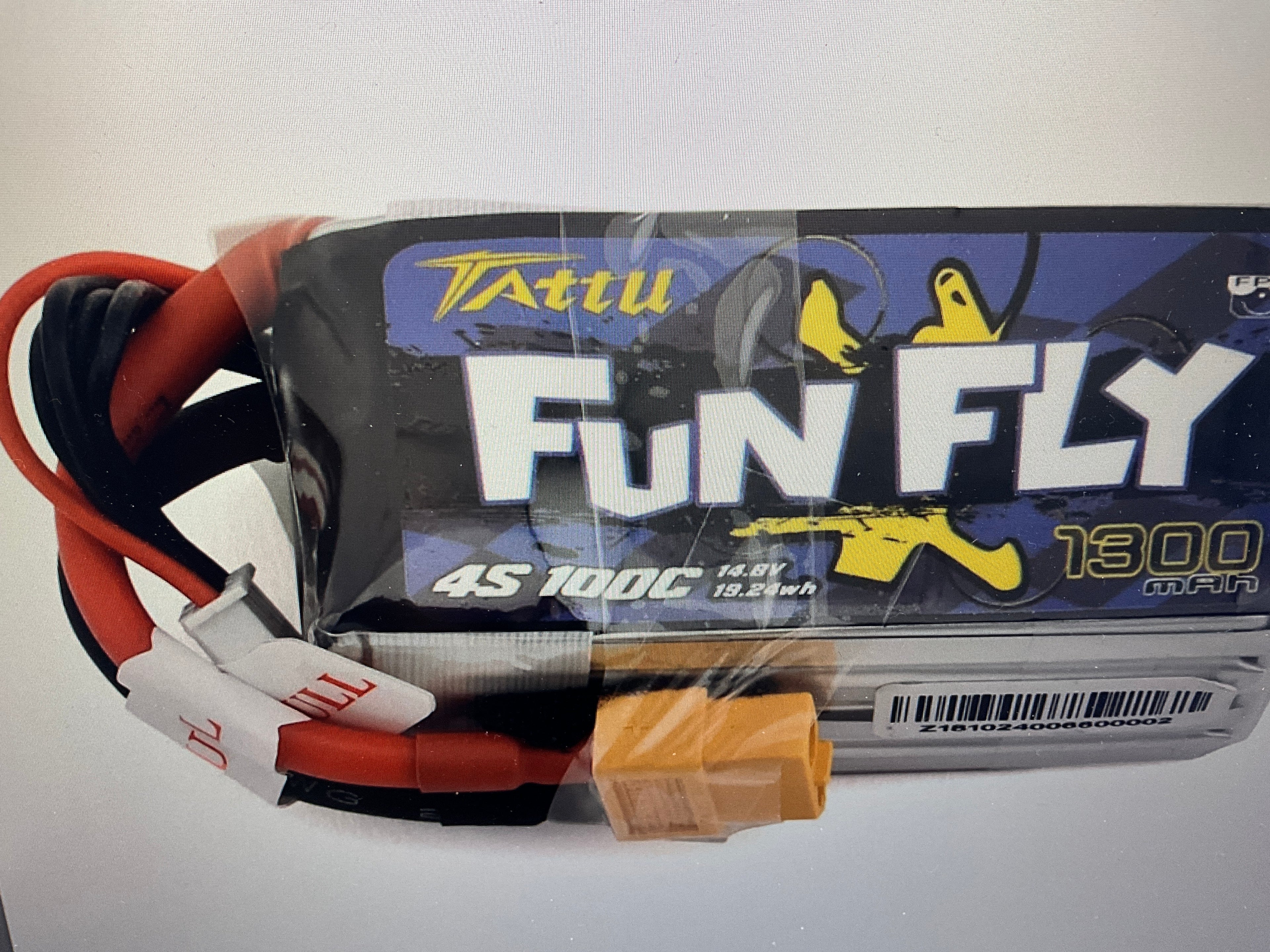 Tattu FunFly 4S LiPo Battery 100C (14.8V/1300mAh) (JST-XH) w/XT-60 Connector