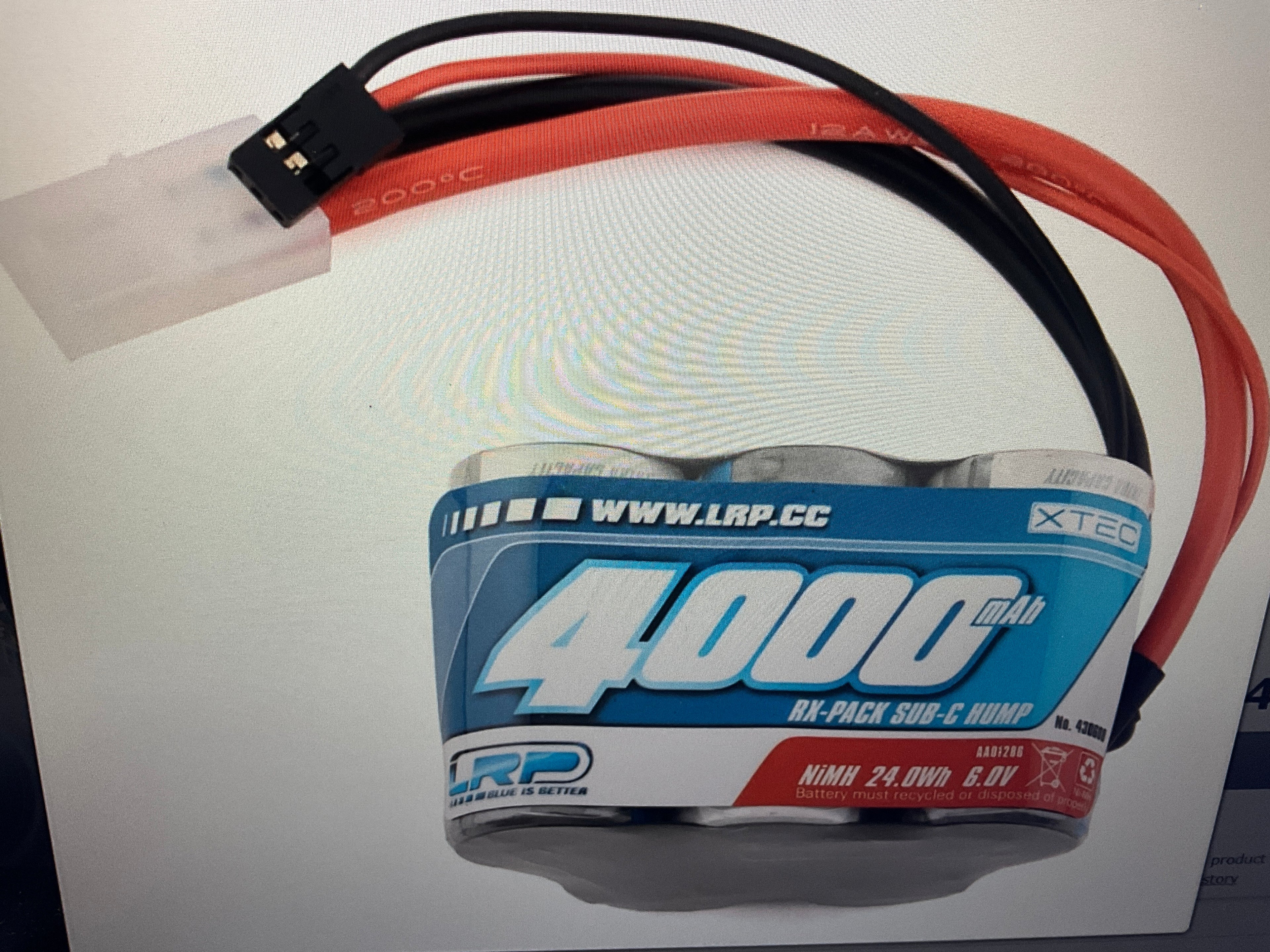 LRP XTEC 5-Cell 6.0V "Long Life" 1/5 NiMH Hump Receiver Pack (4000mAh)