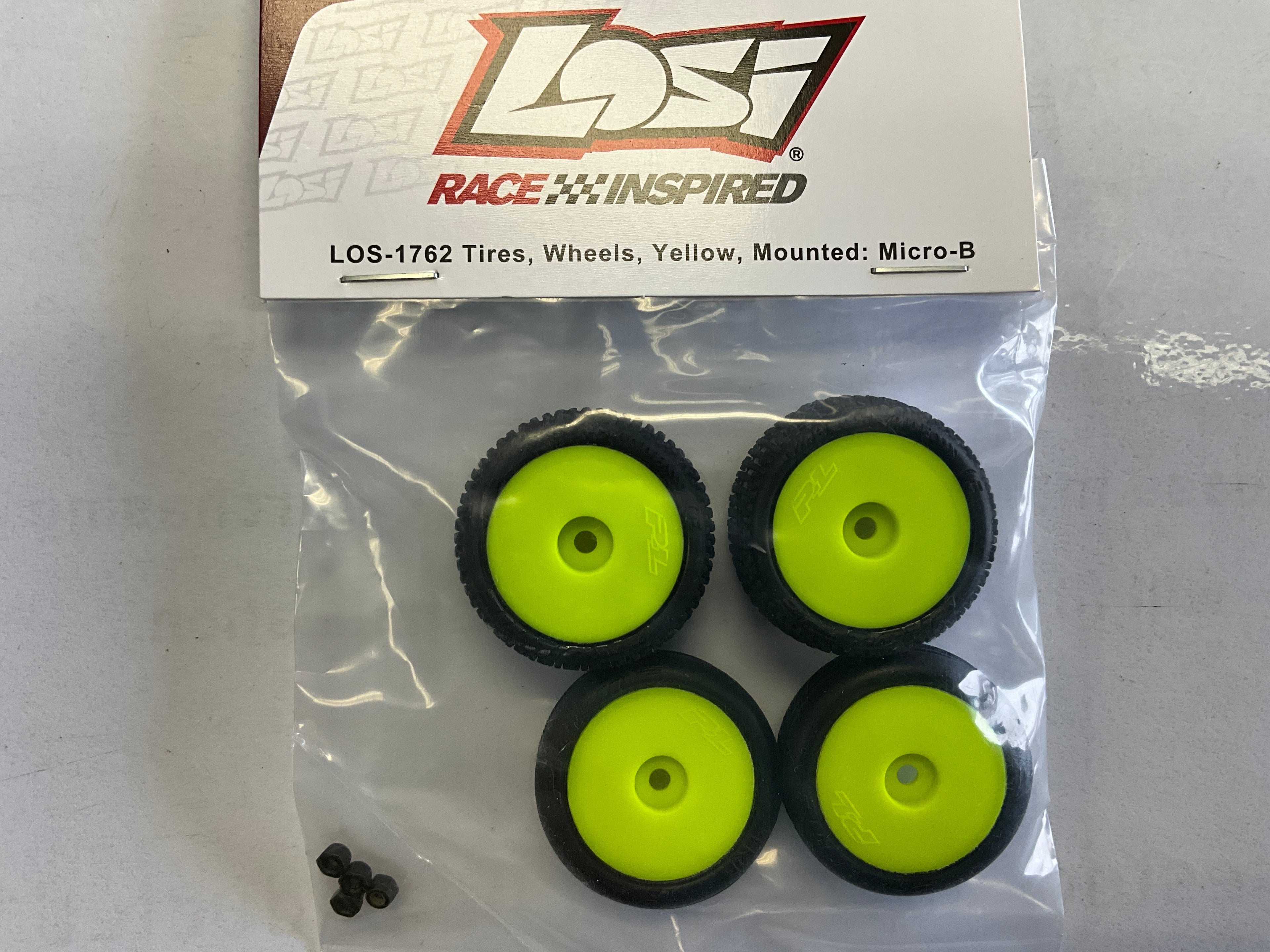 LOSI Tires & Wheels Mounted, Yellow: Micro-B