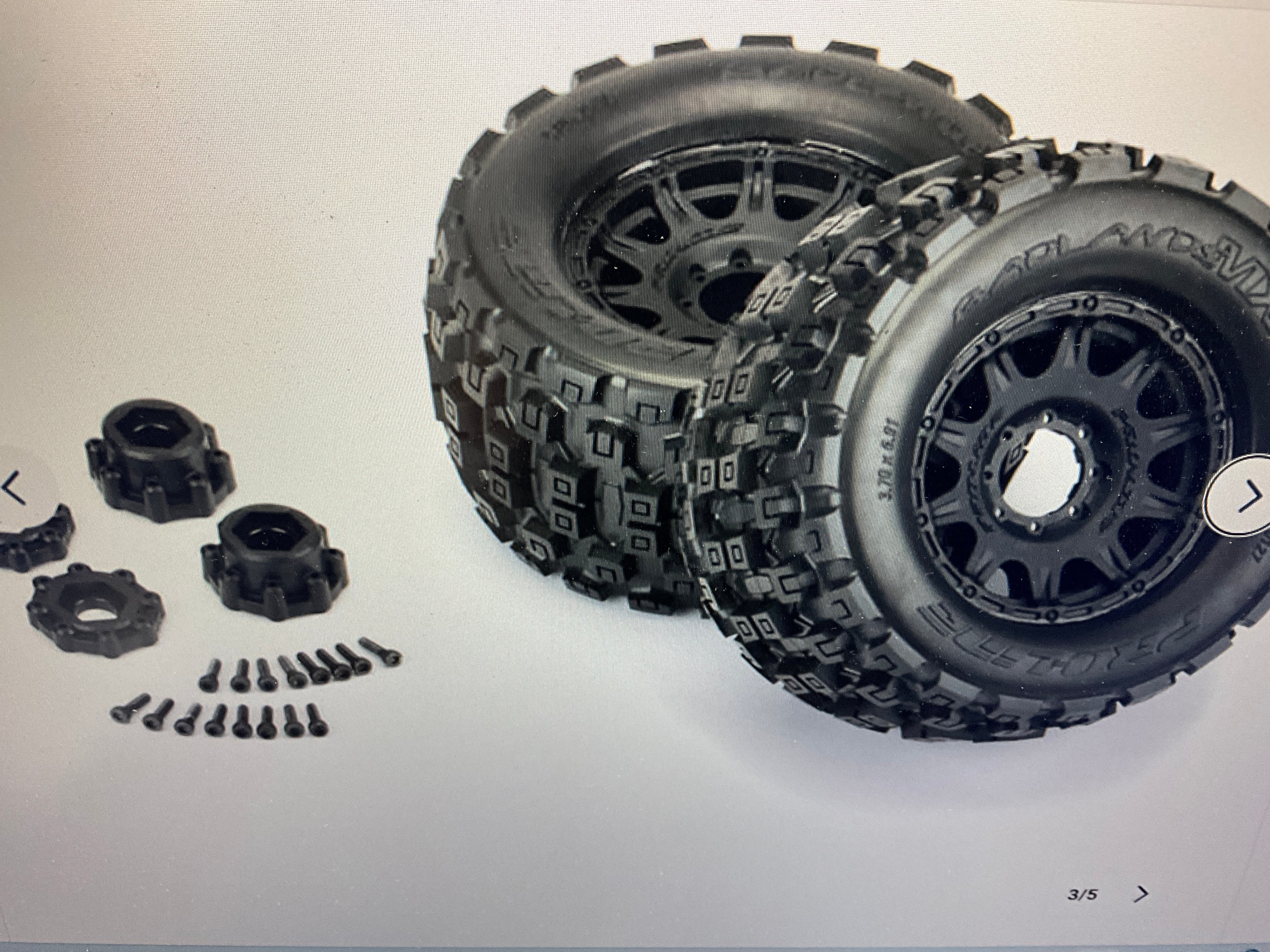 PROLINE 1/8 Badlands MX38 F/R 3.8" MT Tires Mounted 17mm Black Raid (2)