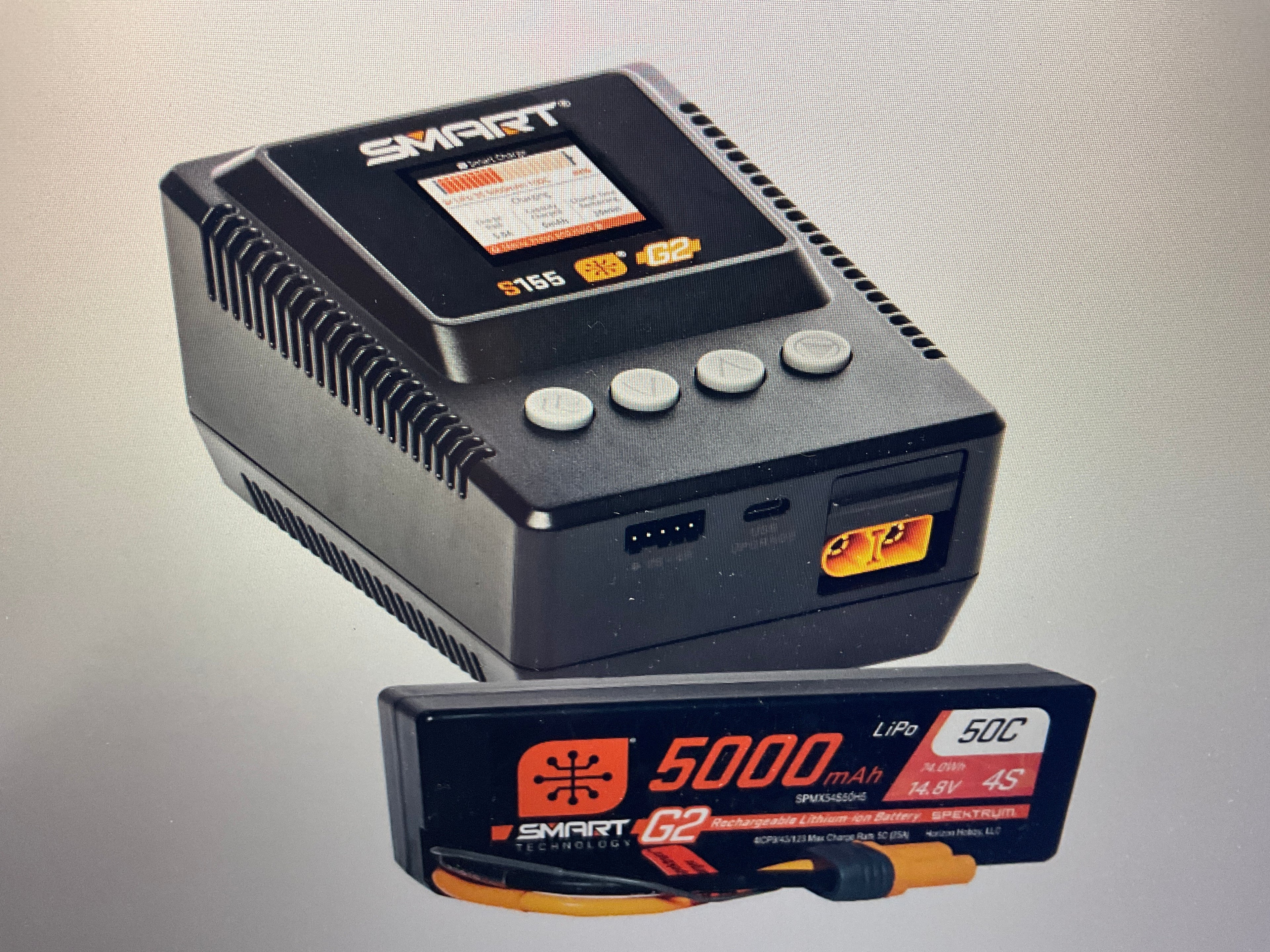 SPEKTRUM Smart Powerstage 4S Surface Bundle: G2 5000mAh 4S LiPo IC5 & S155 Charger