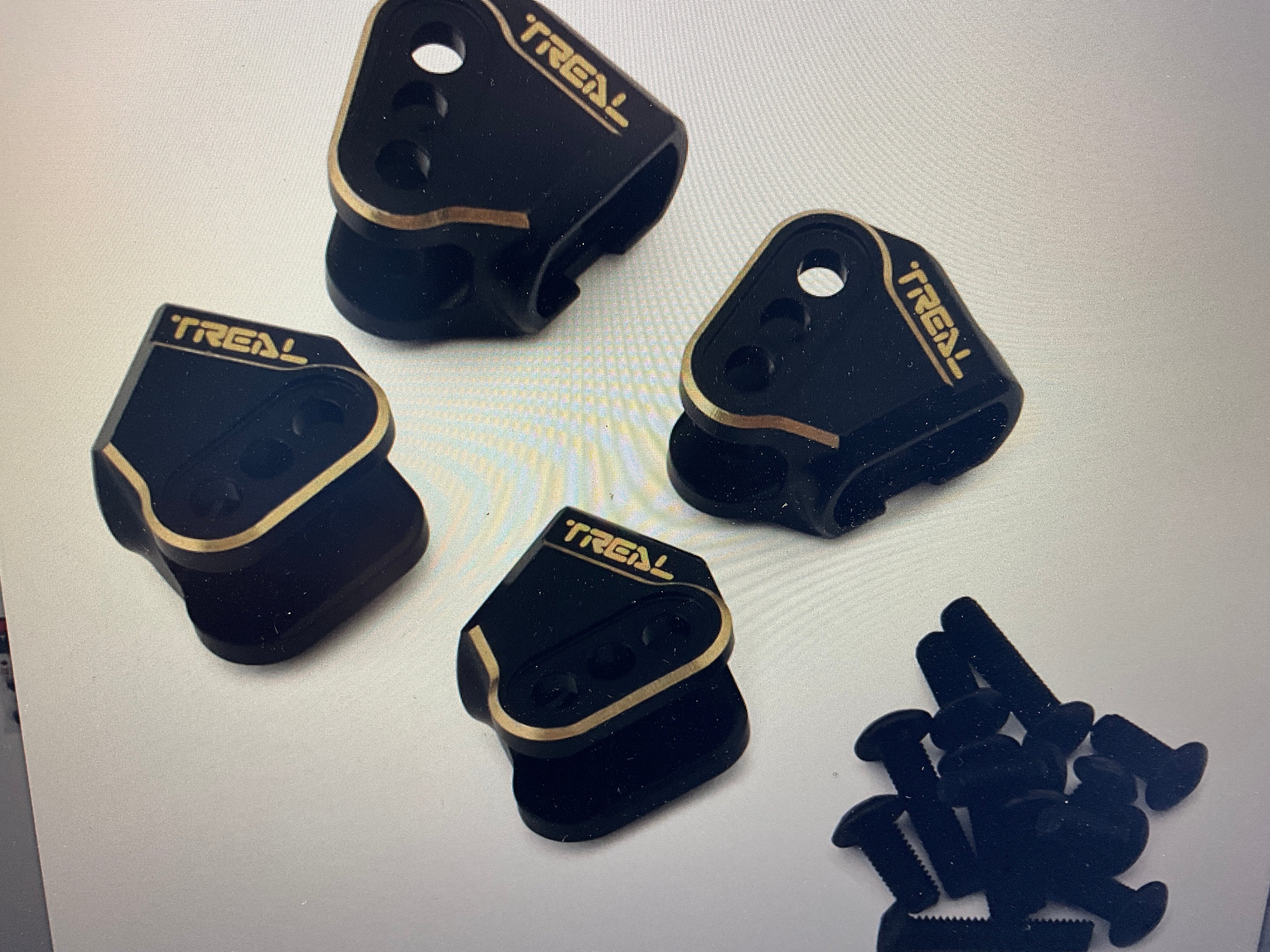Treal Hobby Redcat Ascent/Gen9 Brass Lower Link Mounts (Black) (4) (44.4g)