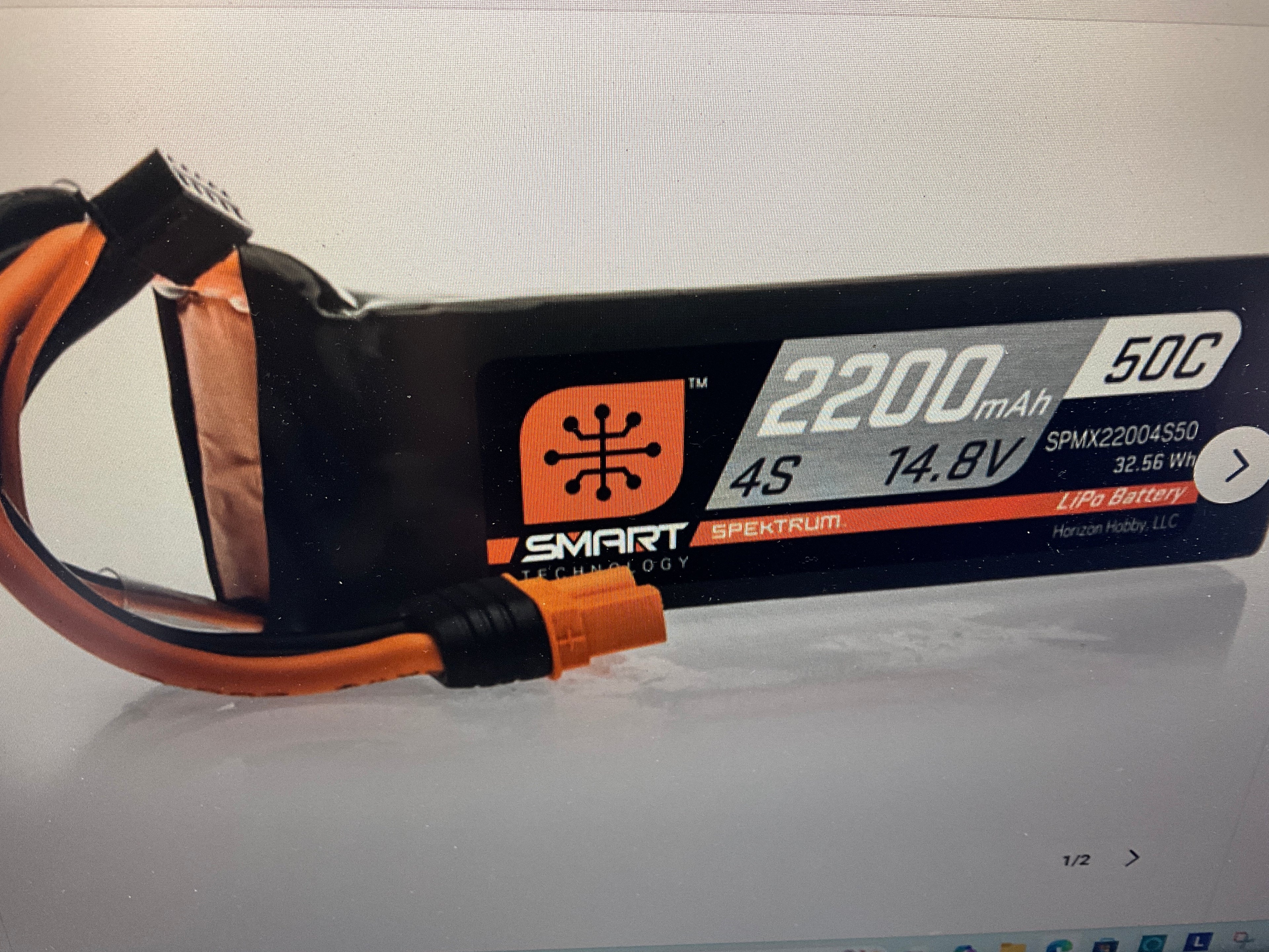 SPEKTRUM 14.8V 2200mAh 4S 50C Smart LiPo Battery: IC3