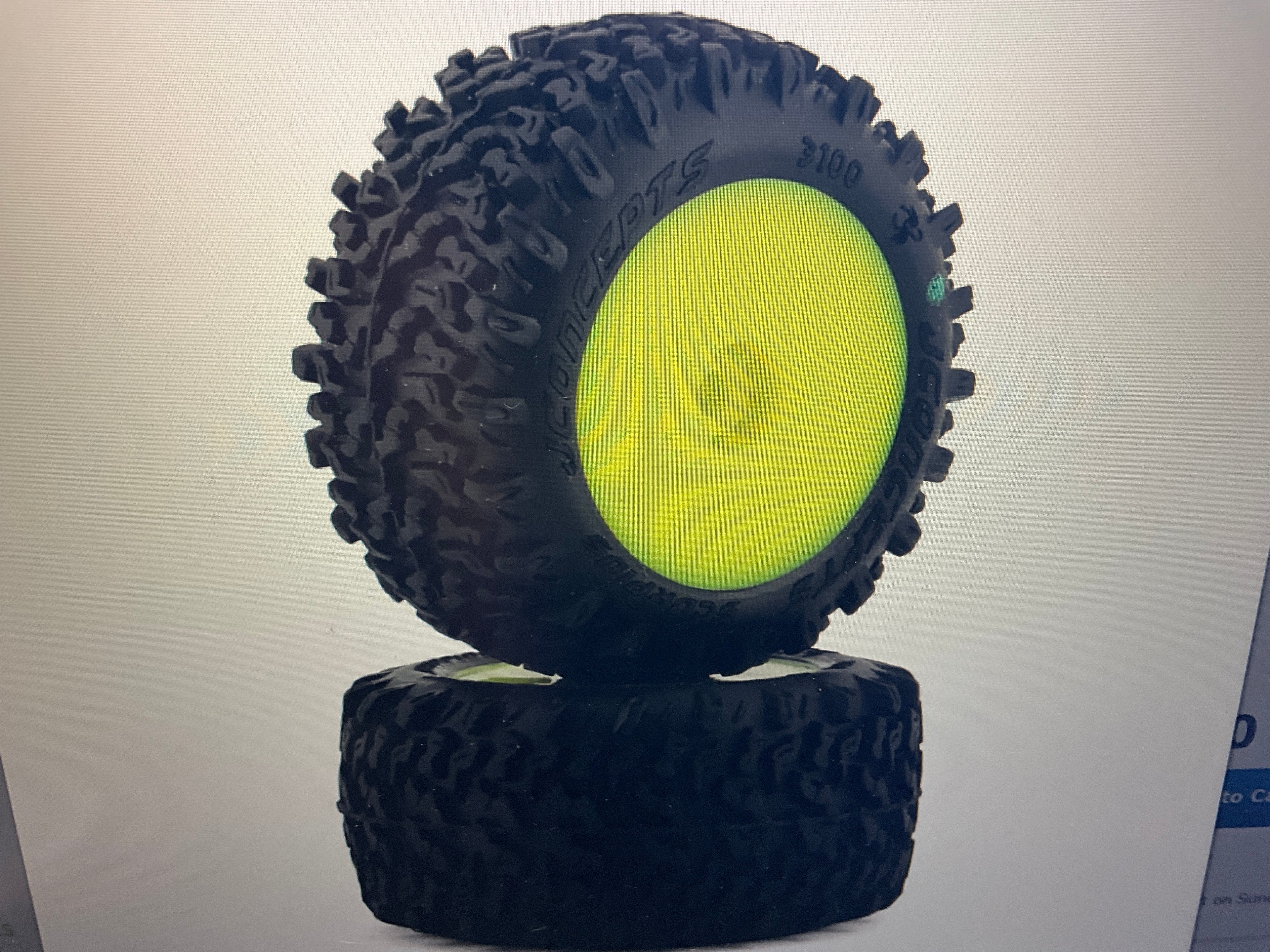 JConcepts Mini-B/Mini-T Scorpios Pre-Mounted Rear Tires (Yellow) (2) (Green)