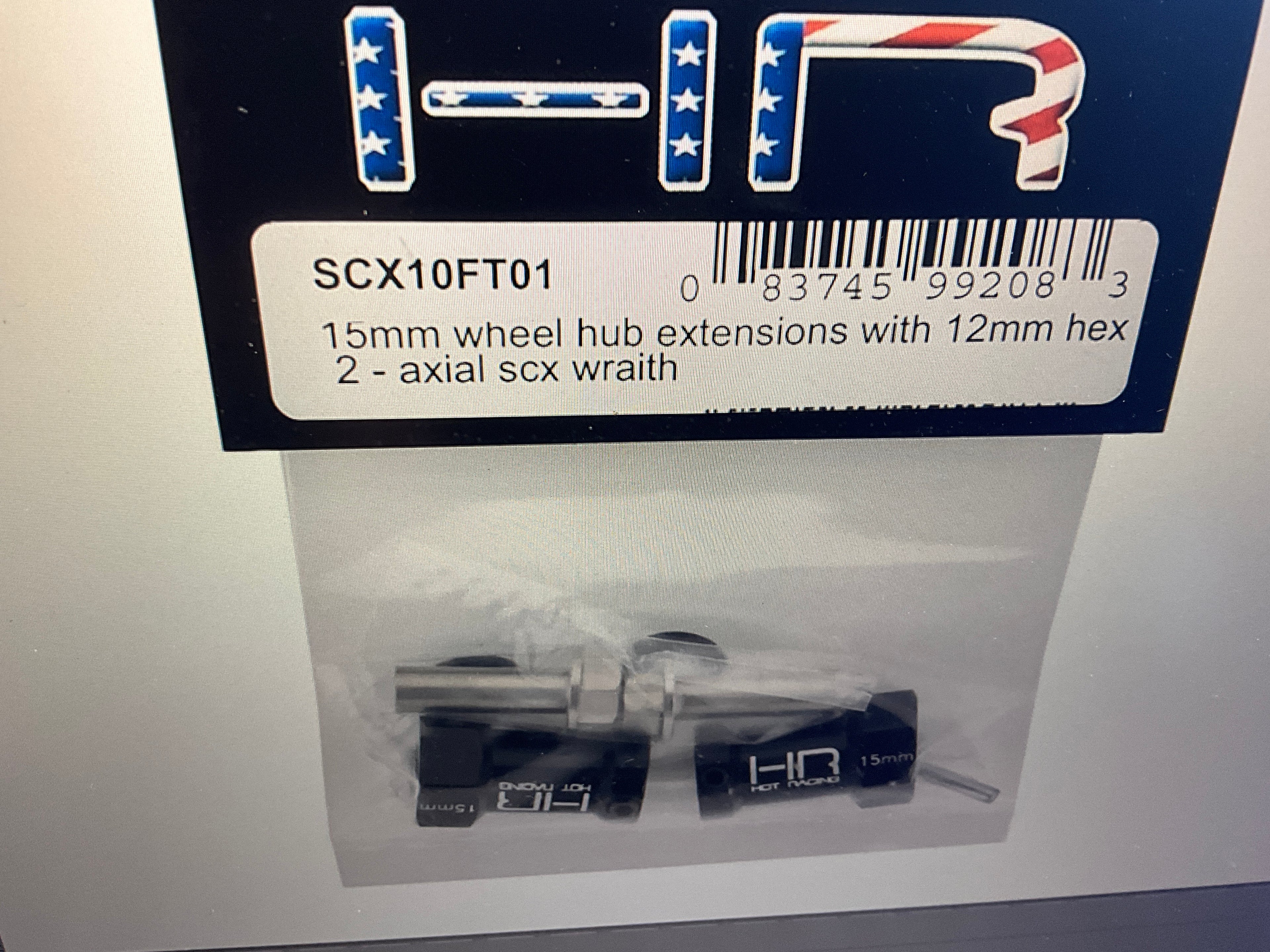 Hot Racing Axial Wheel Hub Extensions w/12mm Hex (Black) (2) (+15mm)