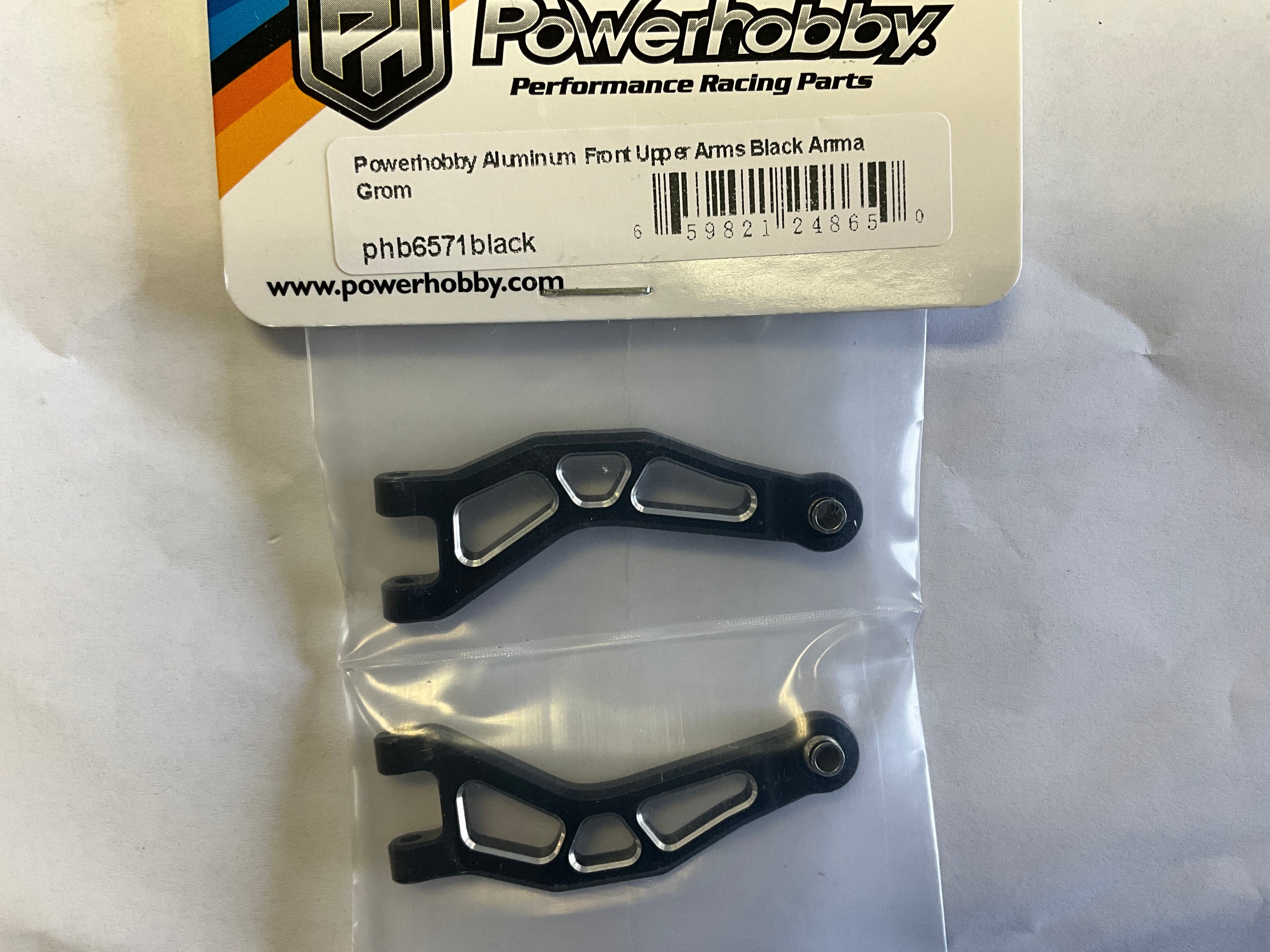 Powerhobby Aluminum Front Upper Arms Black for Arrma Granite / Typhon GROM