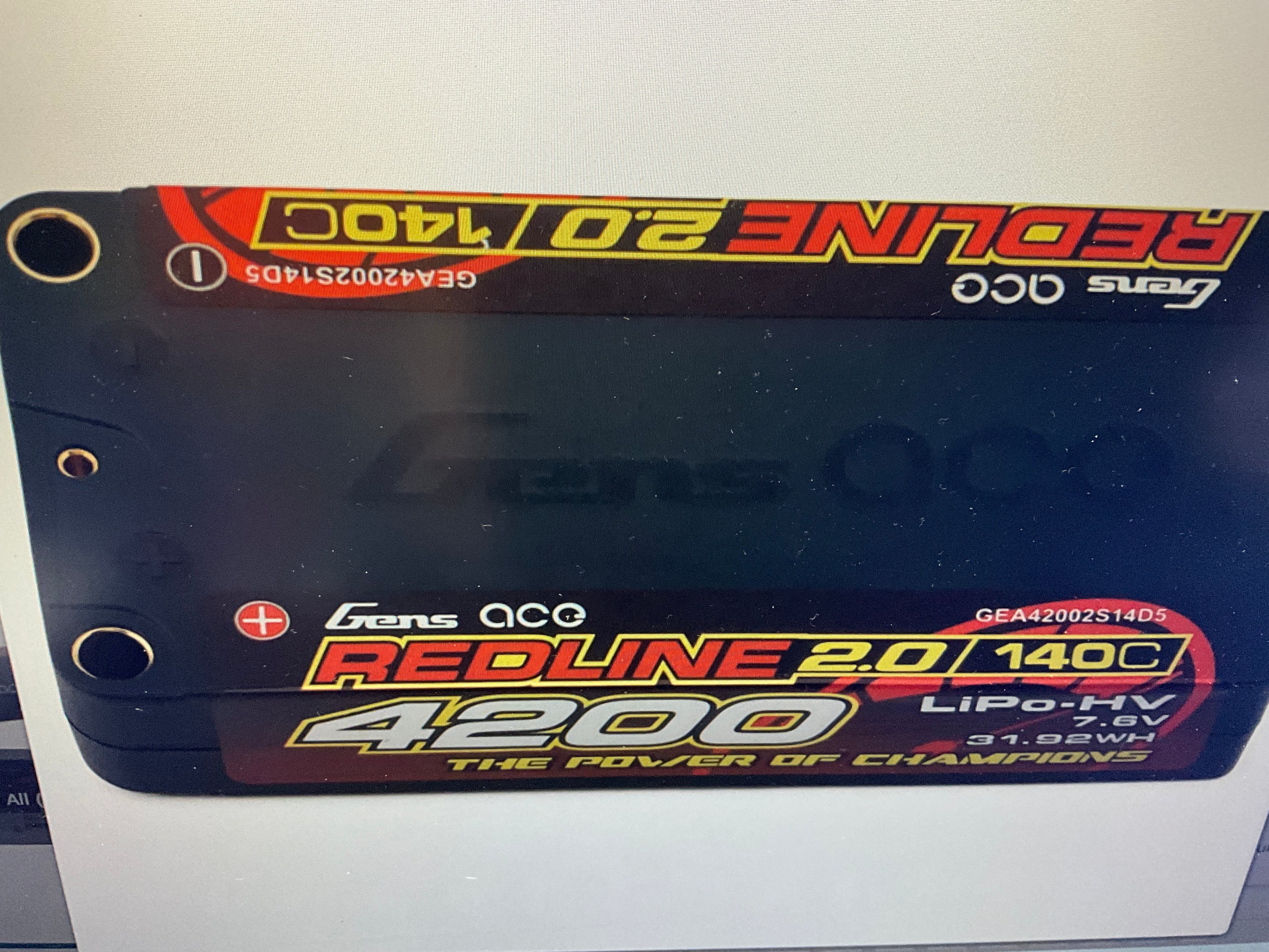 Gens Ace Redline 2.0 2S Shorty LiHV Battery 140C (7.6V/4200mAh) w/5mm Bullets
