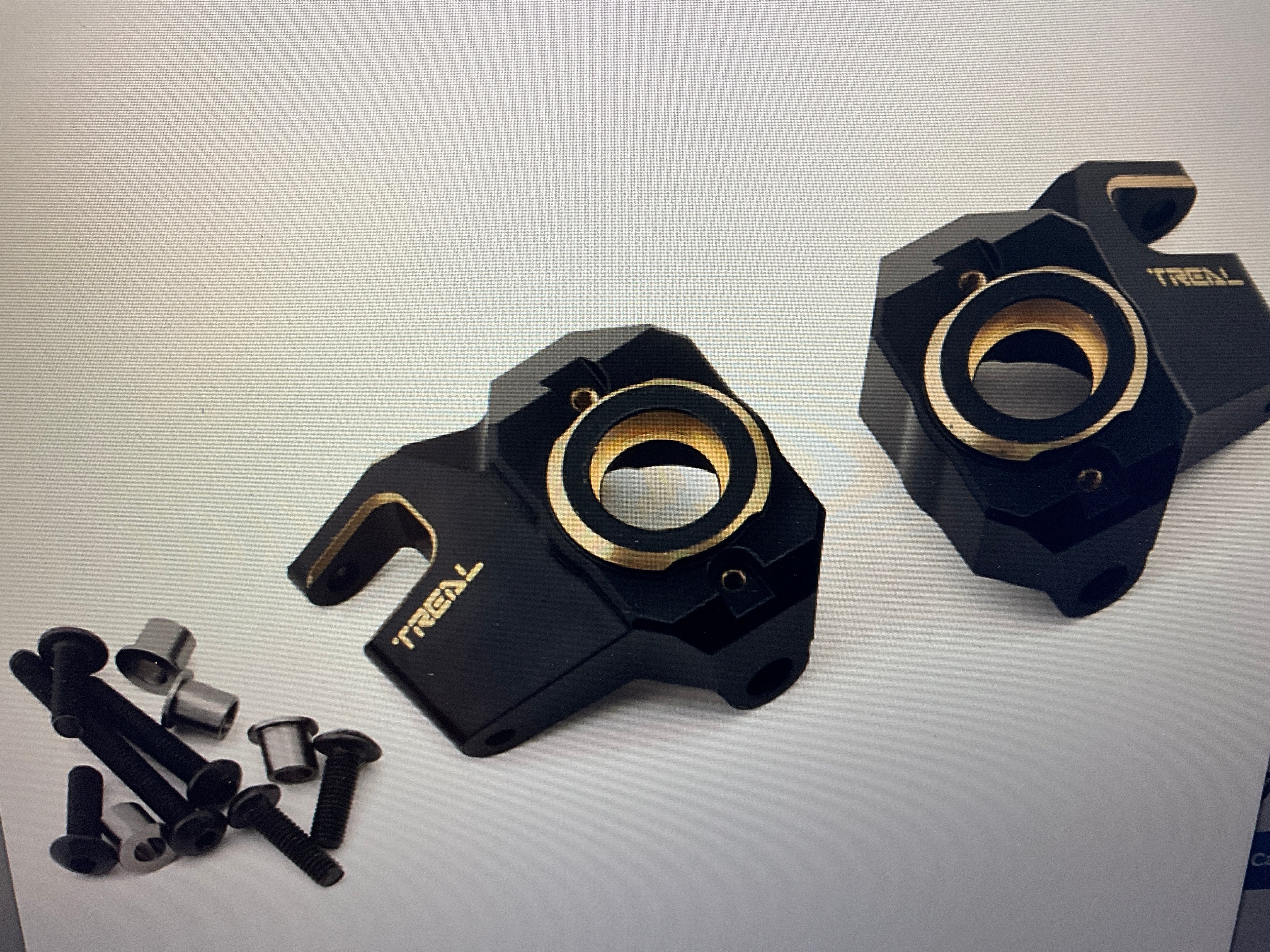 Treal Hobby Axial SCX10 III CNC Brass Front Steering Knuckles (Black) (2) (66g)