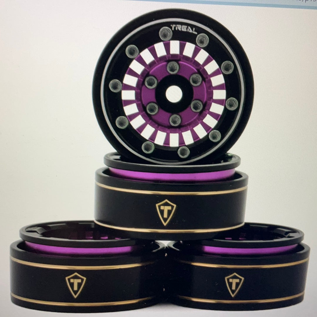 Treal Hobby Type C 1.0" Brass Beadlock Crawler Wheels (4) (27.3g)