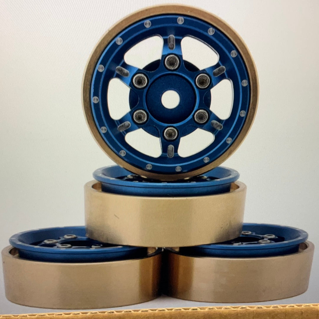 Samix SCX24 Aluminum & Brass Adjustable Offset 1.0" Beadlock Wheels (4) (23.75g)