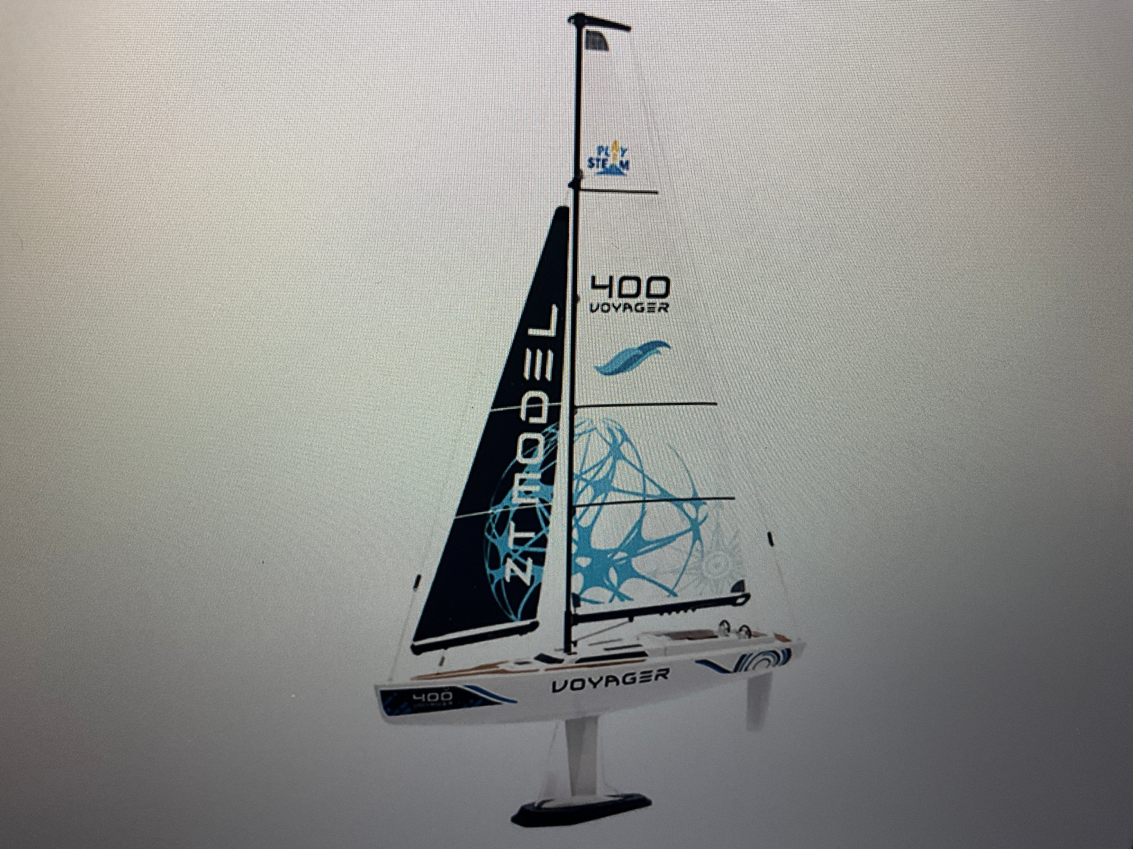PlaySTEM Voyager 400 Motor-Powered RC Sailboat (Blue) w/2.4GHz Transmitter