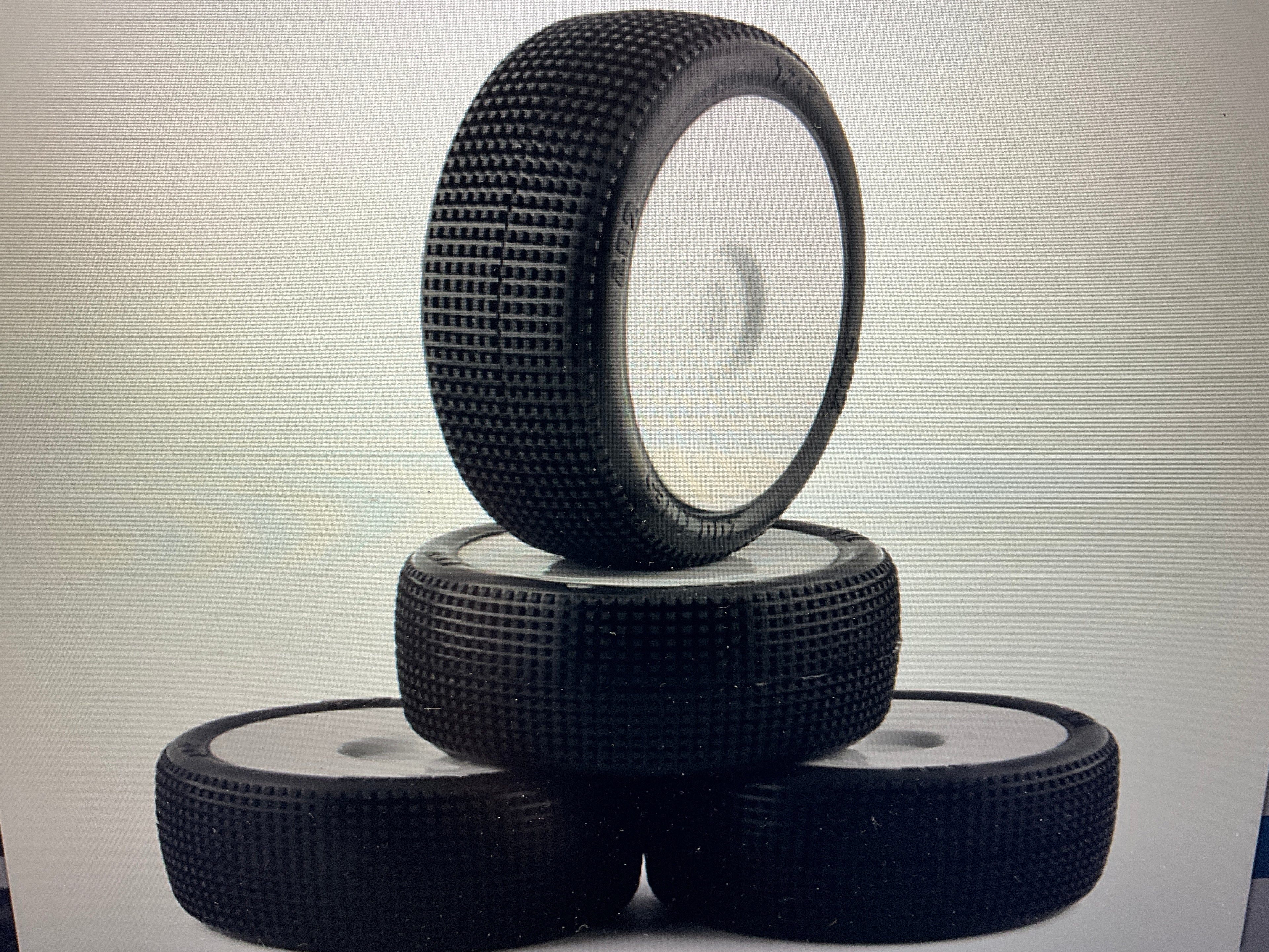 TZO Tires 402 1/8 Buggy Pre-Glued Tire Set (White) (4) (Soft)