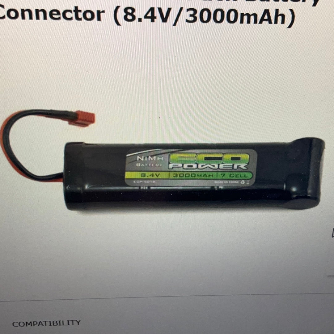 EcoPower 7-Cell NiMH Stick Pack Battery w/T-Style Connector (8.4V/3000mAh)
