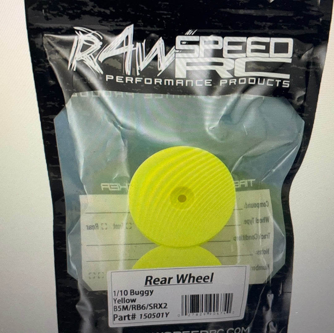 Raw Speed RC 2.2" 12mm Hex 1/10 Rear Buggy Wheels(2) (B6/22/RB6/ZX6)