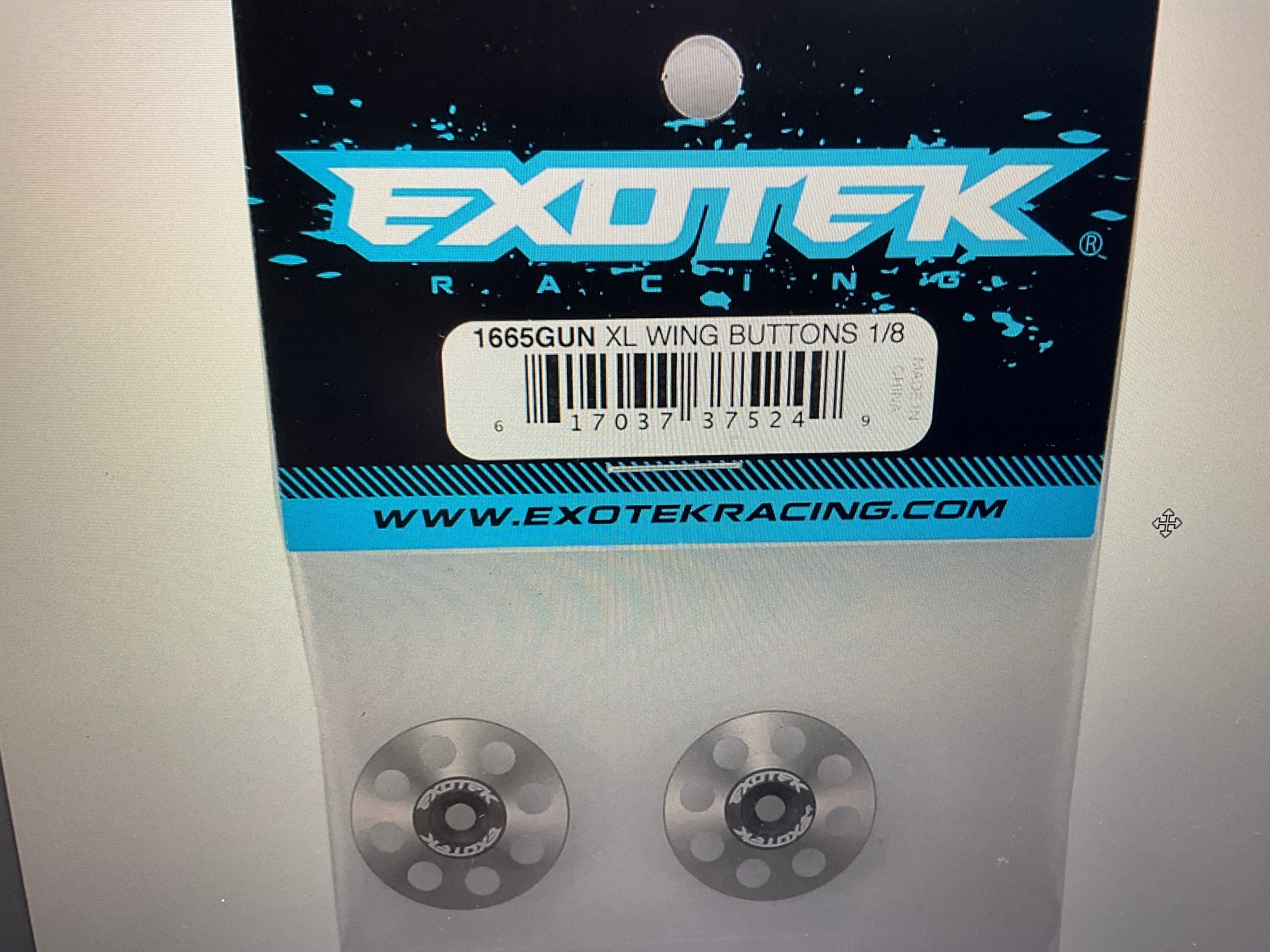 Exotek 22mm 1/8 XL Aluminum Wing Buttons (2) (Gun Metal)