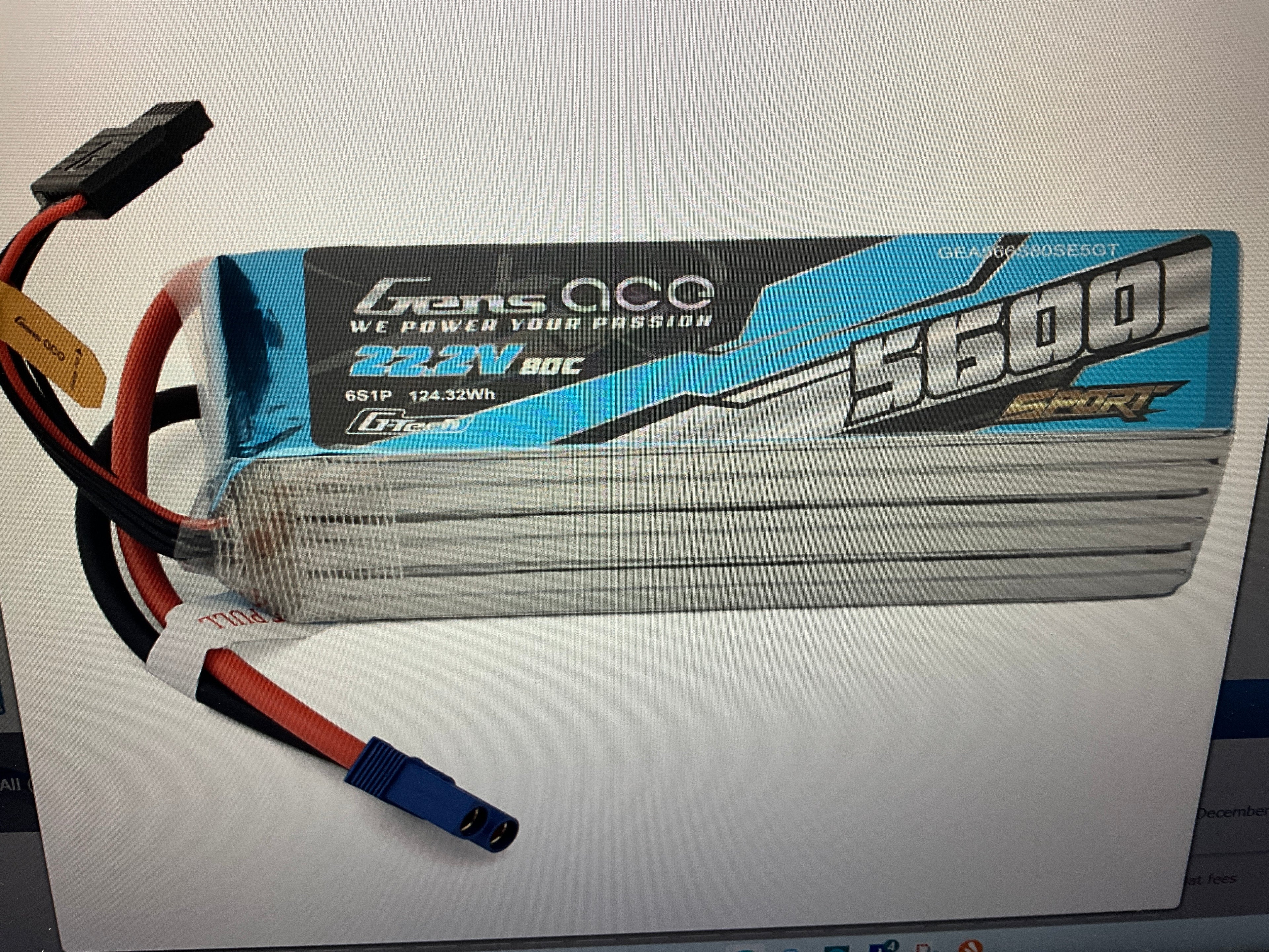 Gens Ace 6S 80C Sport G-Tech Stick LiPo Battery (22.2V/5600mAh) w/EC5 Connector