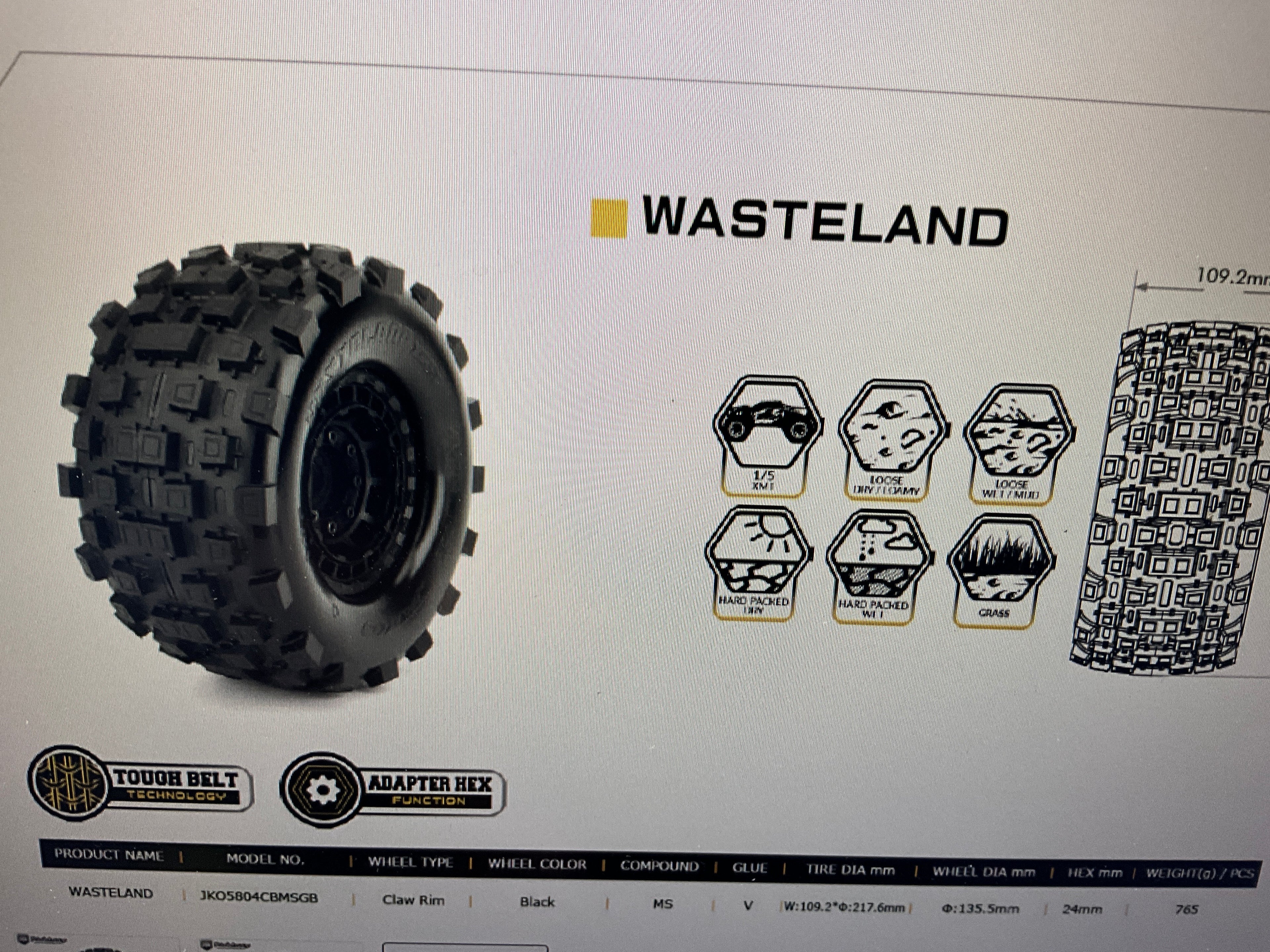Powerhobby Wasteland 1/5 Belted Tires (2) FOR Traxxas X-Maxx Arrma Losi DBXL-E