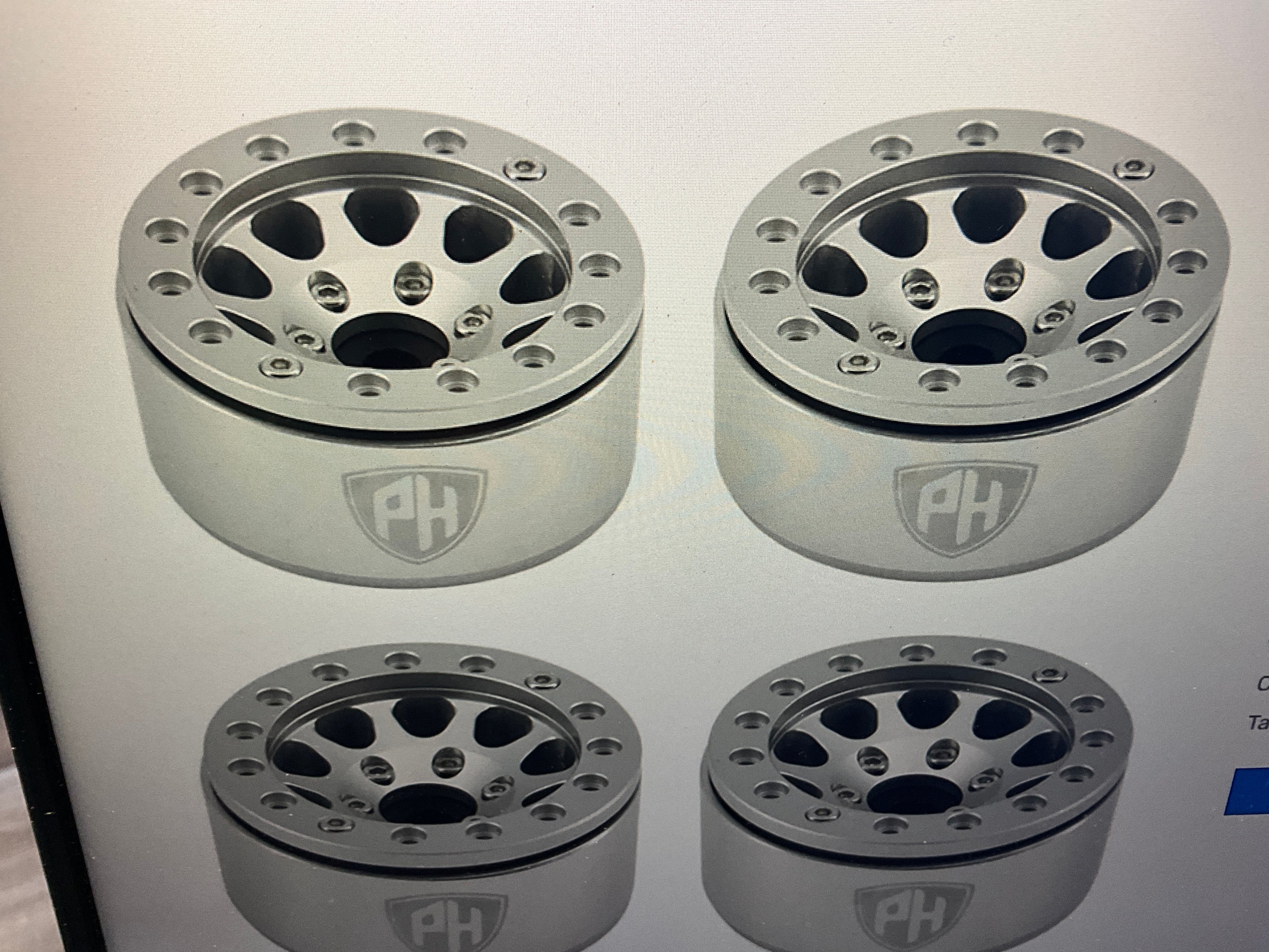 Powerhobby Aluminum 1.55" Beadlock Wheels Silver (4) 1/10 Rock Crawler
