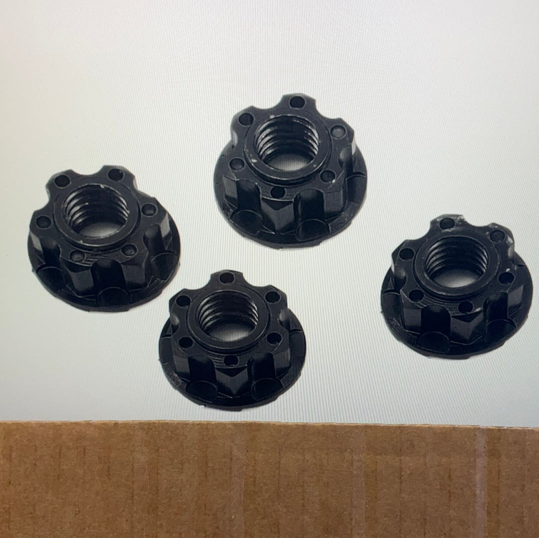 Yeah Racing 4mm Aluminum Serrated Wheel Lock Nut (4) (Black)