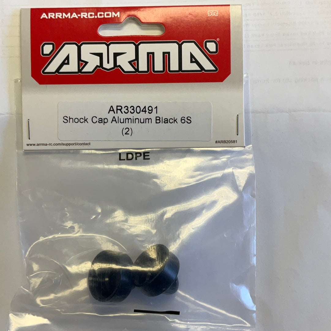 ARRMA Shock Cap Aluminum, Black (2): 6S