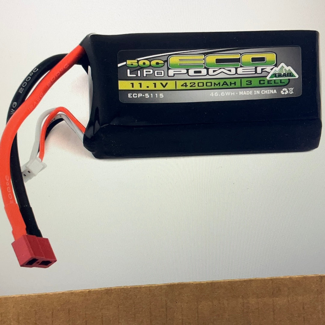 EcoPower "Trail" 3S Shorty 50C LiPo Battery (11.1V/4200mAh) (w/T-Style Connector)