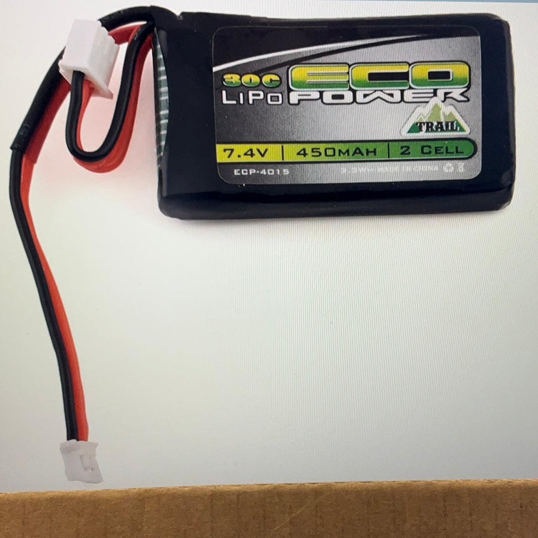 EcoPower "Trail" SCX24 2S 30C LiPo Battery w/PH2.0 Connector (7.4V/450mAh)