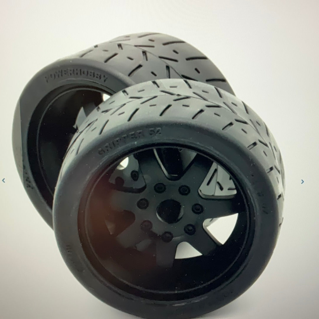 Powerhobby 1/8 Gripper 54/100 Belted Mounted Tires 17mm Black Wheels
