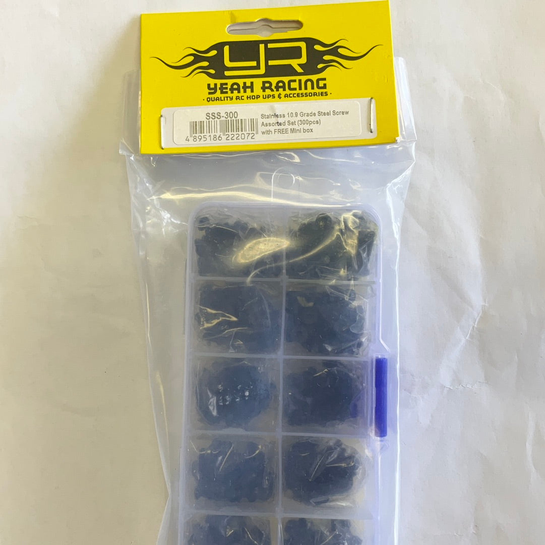 Yeah Racing 3mm Carbon Steel Screw Set w/Case (300) (Flat Head/Button Head)