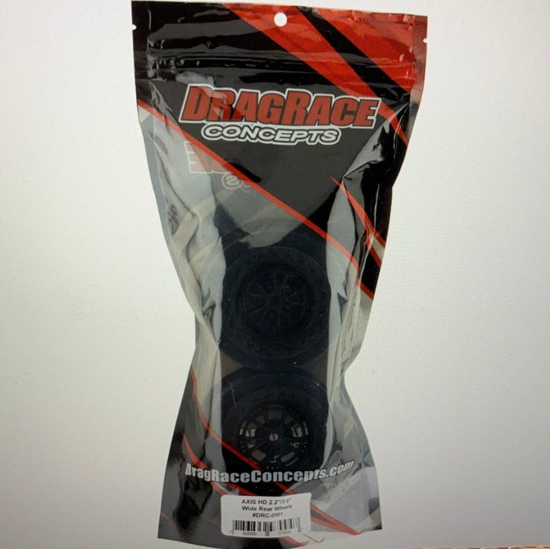 DragRace Concepts AXIS 2.2/3.0 HD Wide Drag Racing Rear Wheels w/12mm Hex (Black) (2) (20.5mm Offset)
