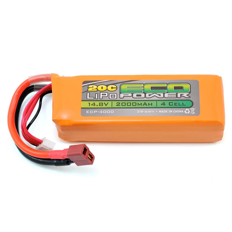 EcoPower "Electron" 4S LiPo 20C Battery Pack (14.8V/2000mAh) (Starter Box) (w/T-Style Connector)