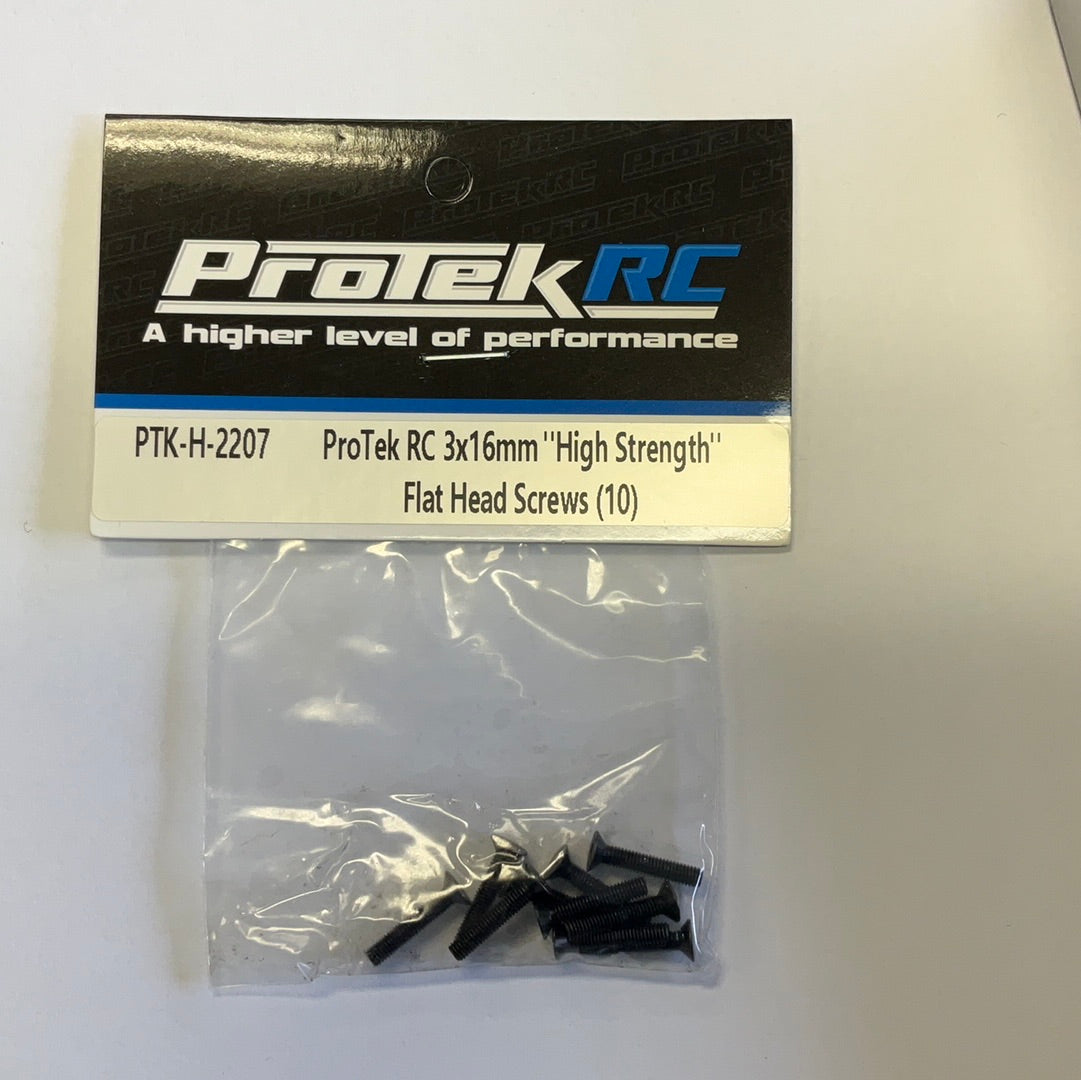 ProTek RC 3x16mm "High Strength" Flat Head Screws (10)