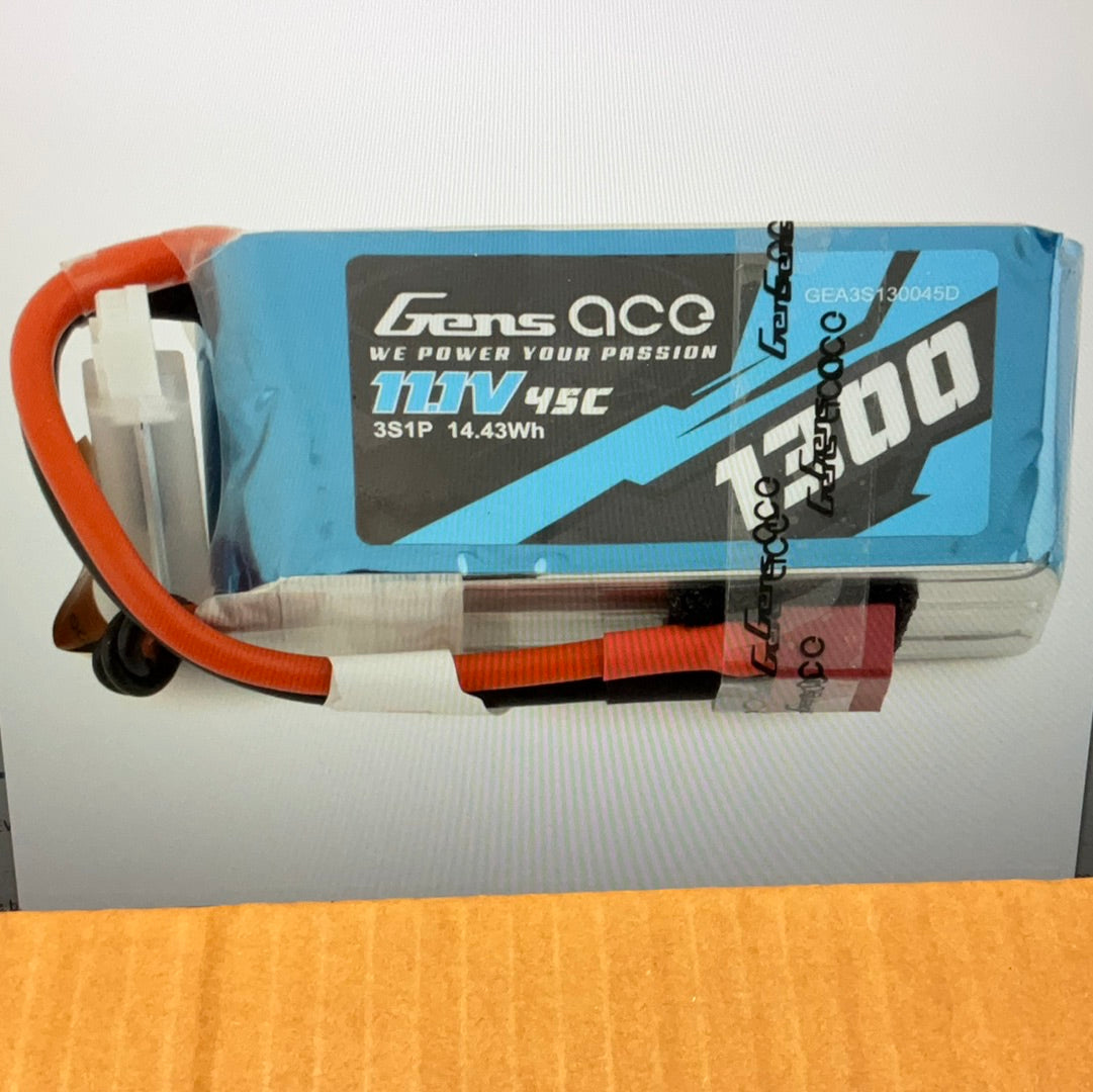 Gens Ace 3S LiPo Battery 45C (11.1V/1300mAh) w/Deans