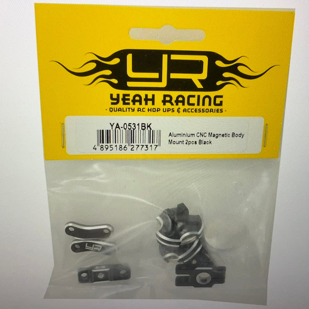Yeah Racing Aluminum CNC Magnetic Invisible Body Mount (Black)