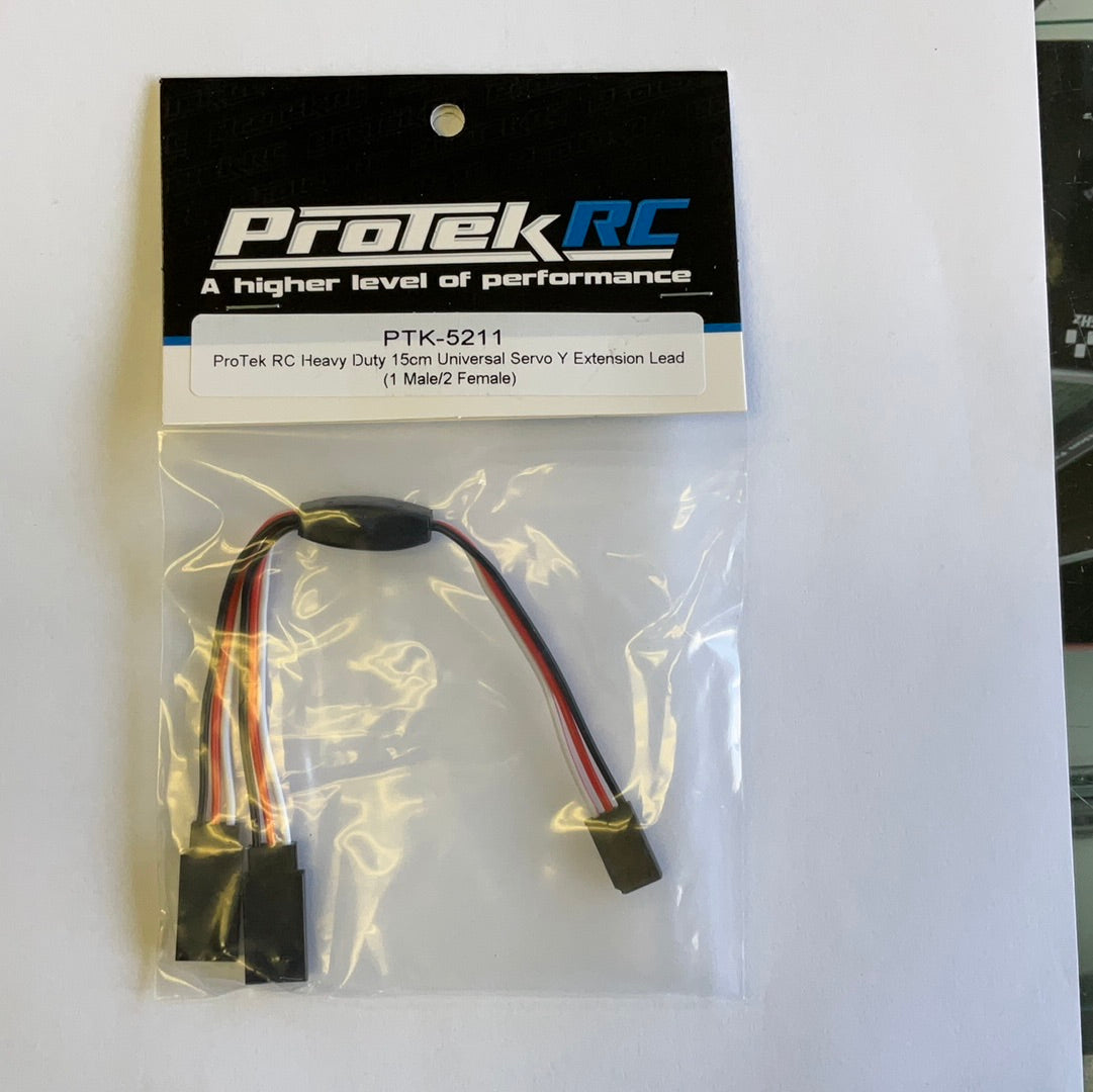 ProTek RC Heavy Duty 15cm Universal Servo Y Extension Lead (1 Male/2 Female)