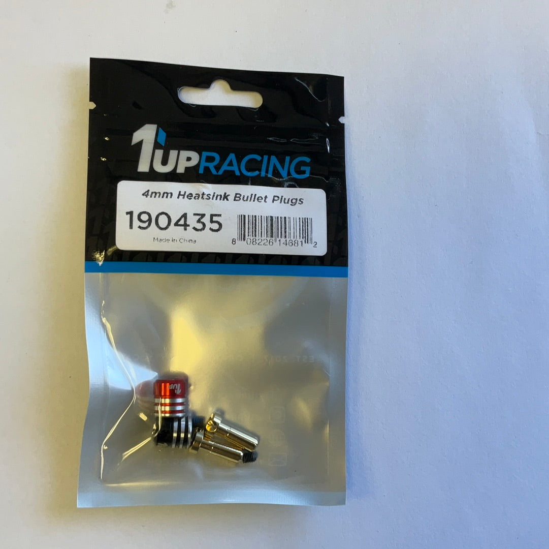 1UP Racing Heatsink Bullet Plug Grips w/4mm Bullets (Black/Red)
