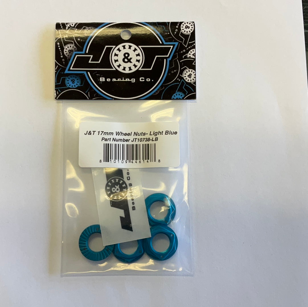 J&T Bearing Co. 17mm Wheel Nuts (Light Blue) (4)