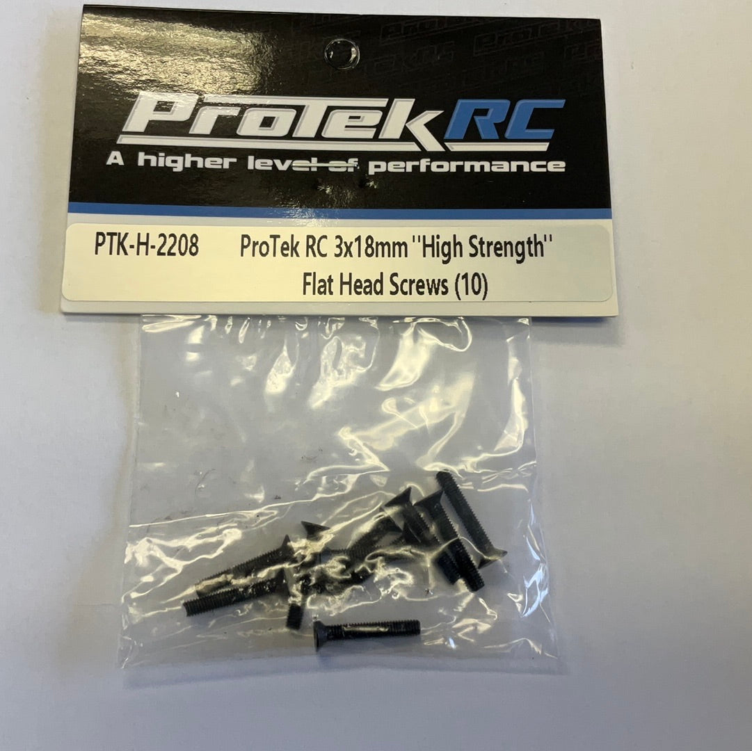 ProTek RC 3x18mm "High Strength" Flat Head Screws (10)