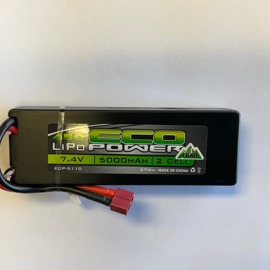 EcoPower "Trail" 2S 45C Hard Case LiPo Battery (7.4V/5000mAh) (w/T-Style Connector)
