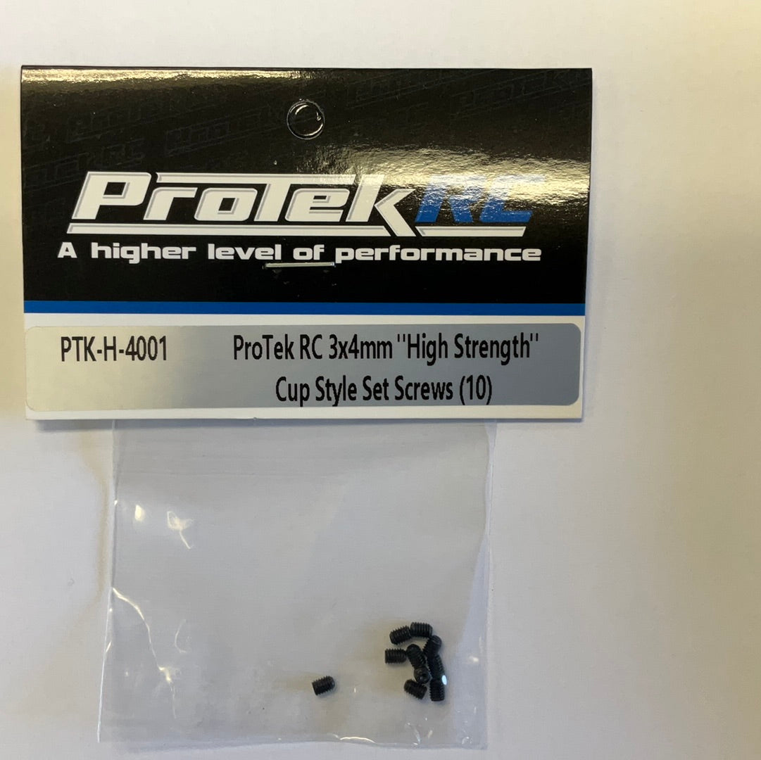 ProTek RC 3x4mm "High Strength" Cup Style Set Screws (10)