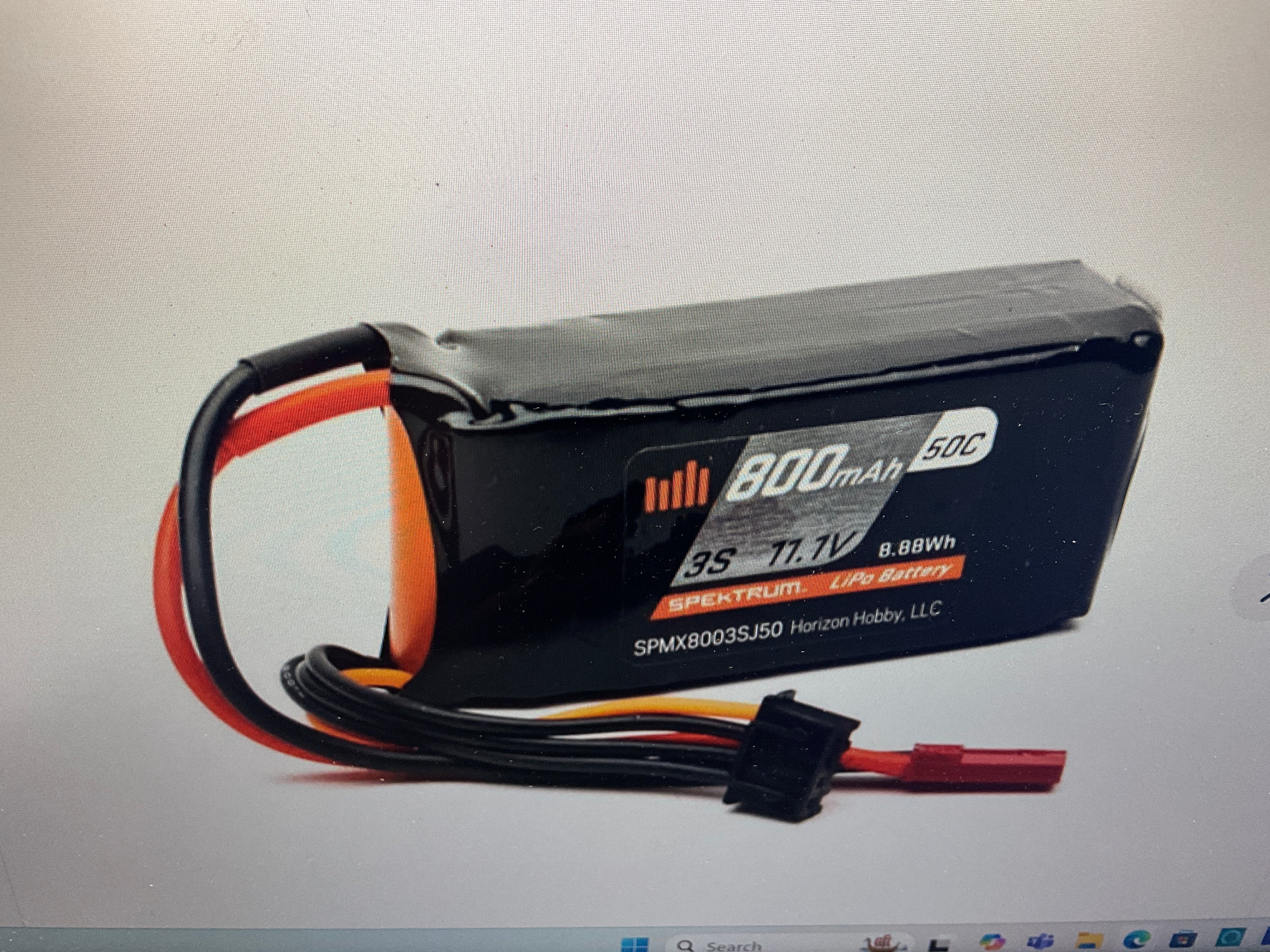 SPEKTRUM 3S 11.1V 800mAh 50C Li-Po; JST-RCY