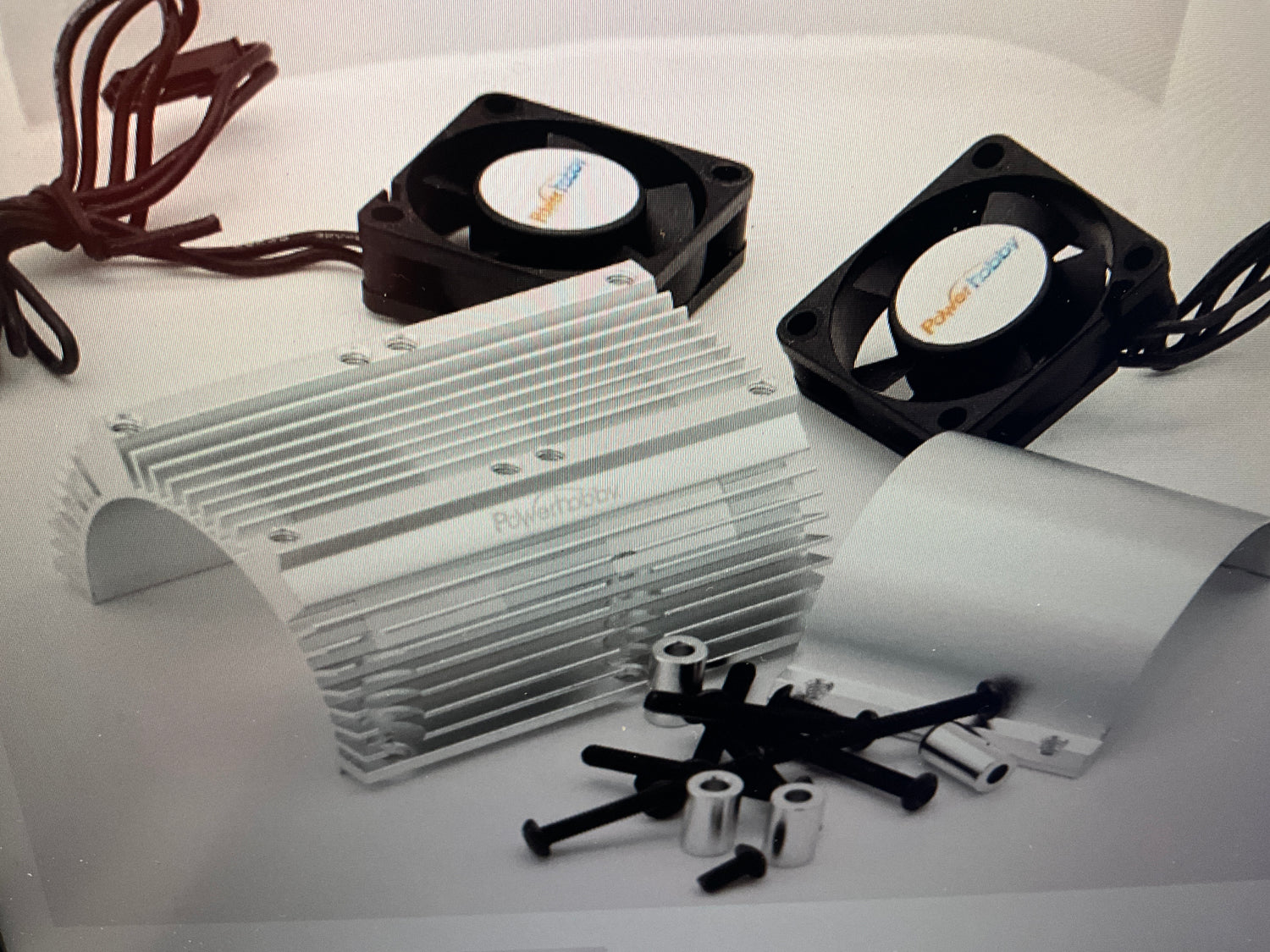 Powerhobby Heat Sink w Twin Turbo High Speed Cooling Fans 1/8 Motors Silver