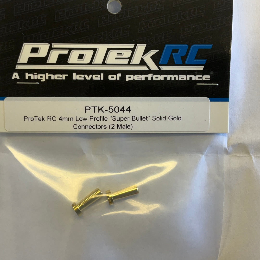 ProTek RC 4mm Low Profile &quot;Super Bullet&quot; Solid Gold Connectors (2 Male)