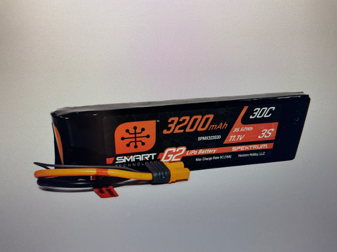 SPEKTRUM 11.1V 3200mAh 3S 30C Smart G2 LiPo Battery: IC3