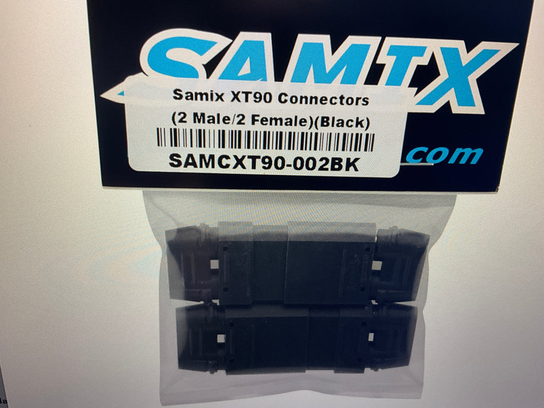 Samix XT90 Connectors (Black) (2 Male/2 Female) w/Wire Covers