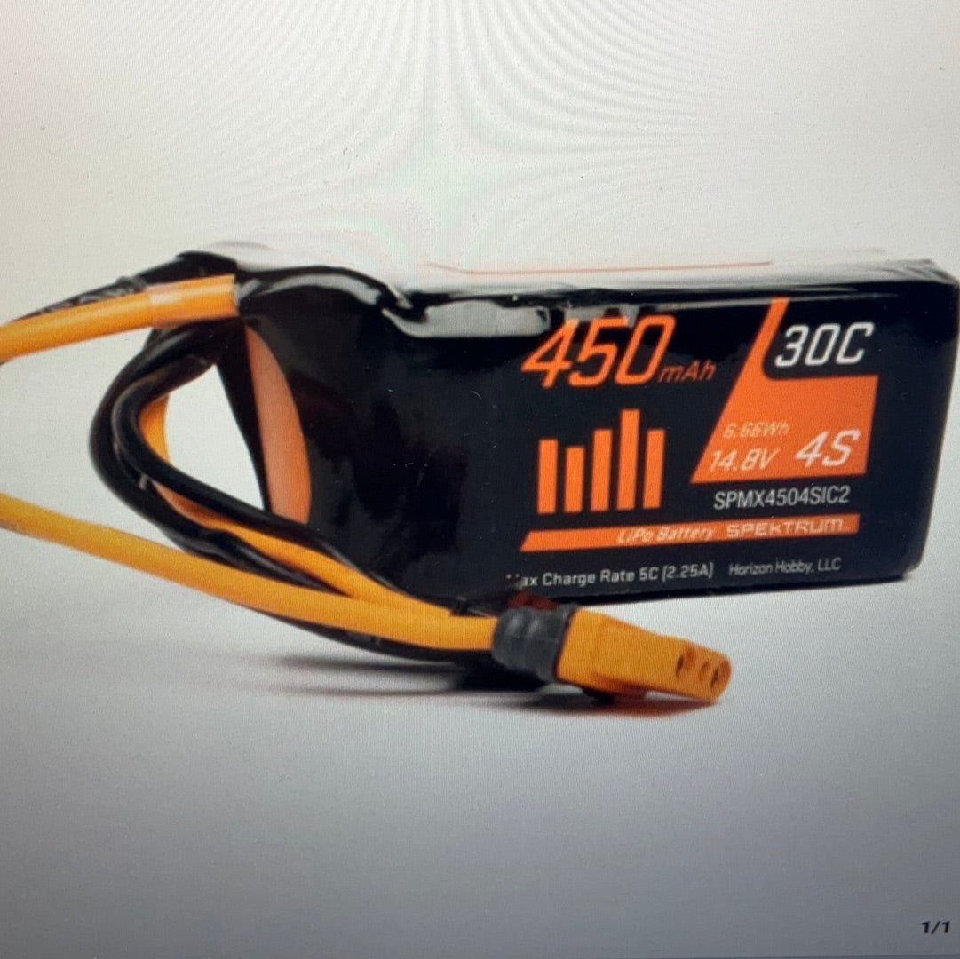 SPEKTRUM 14.8V 450mAh 4S 30C LiPo Battery: IC2