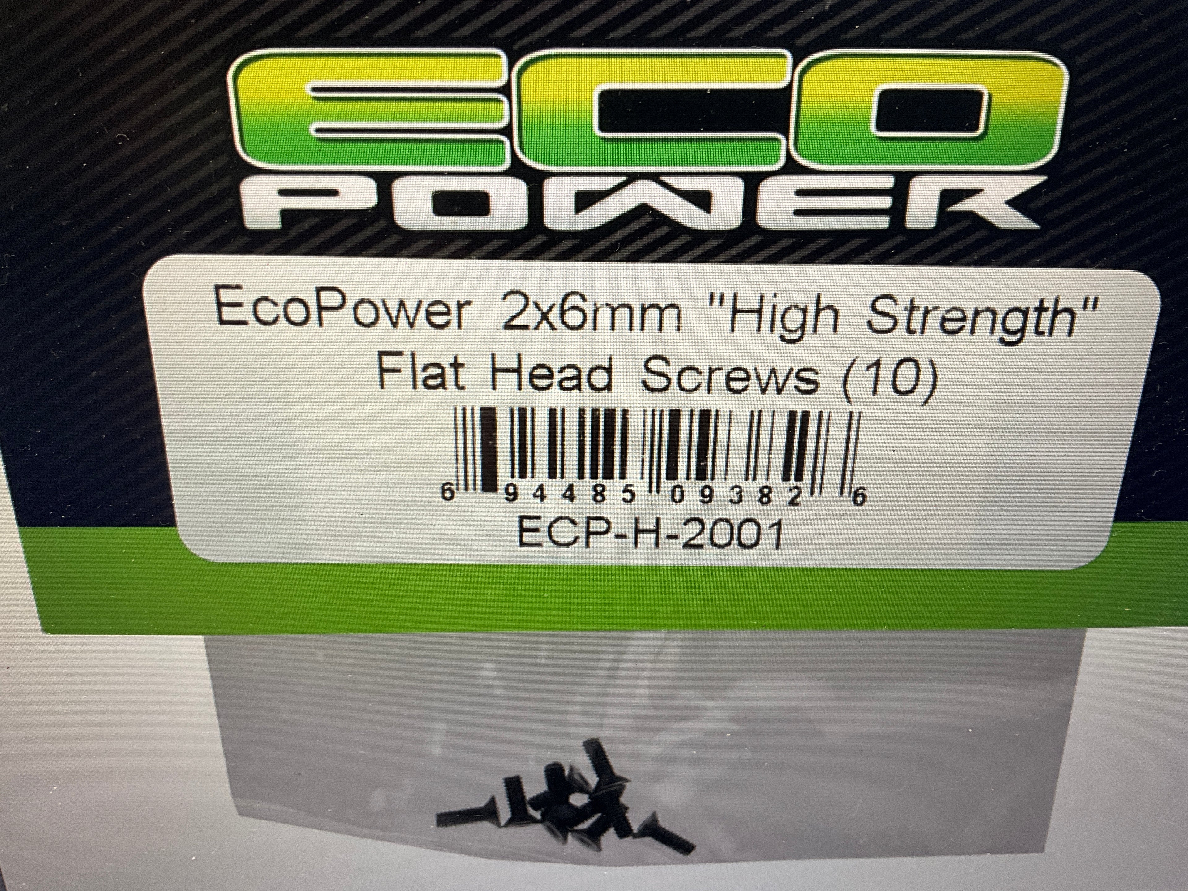 EcoPower 2mm "High Strength" Steel Flat Head Screws (10) (2x6mm)